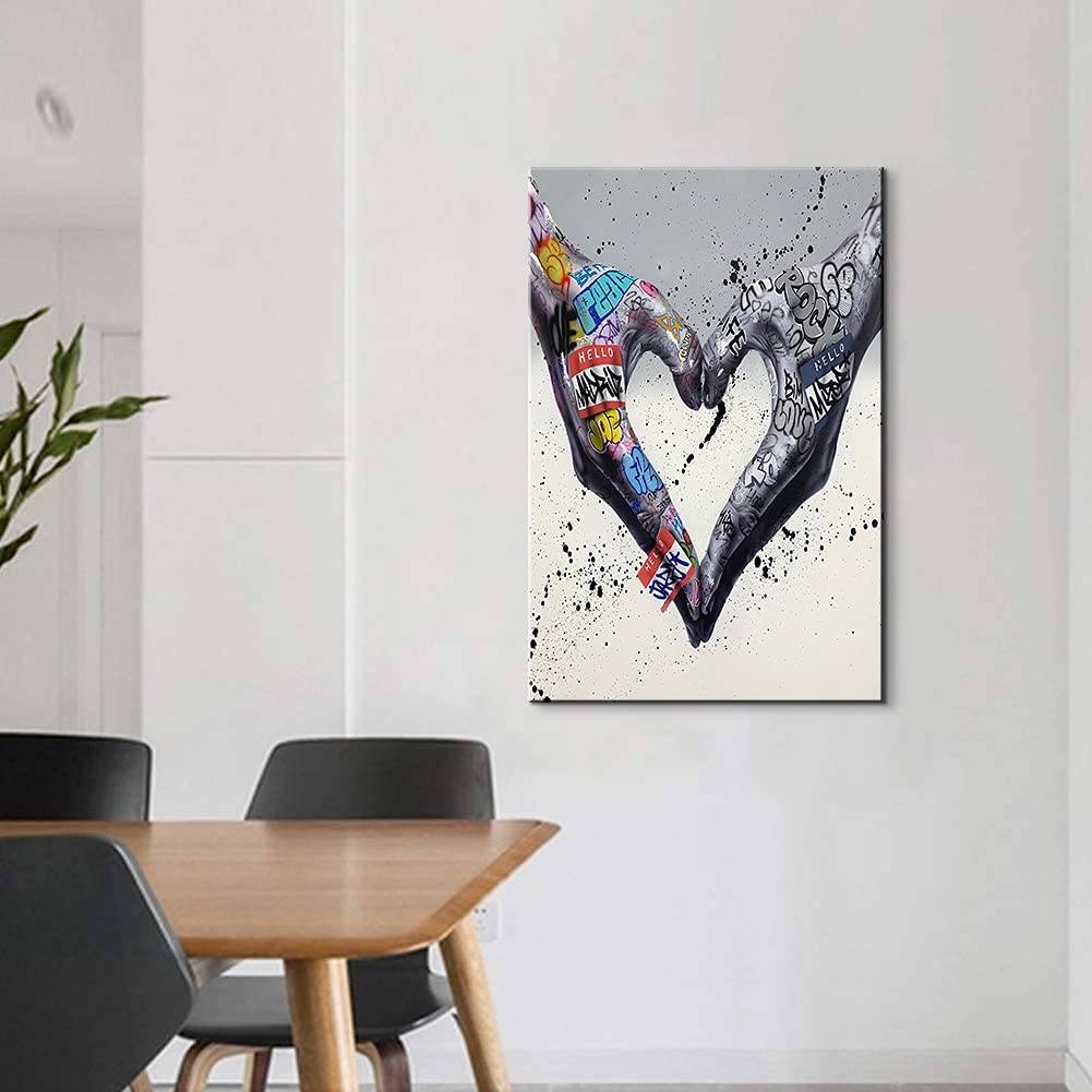 Graffiti Wall Art Heart Canvas - Love Street Art Poster for Home, Bedroom, Living Room & Office Decor (28''Wx40''H) | Urban Wall Decor for Modern Spaces & Gift Giving