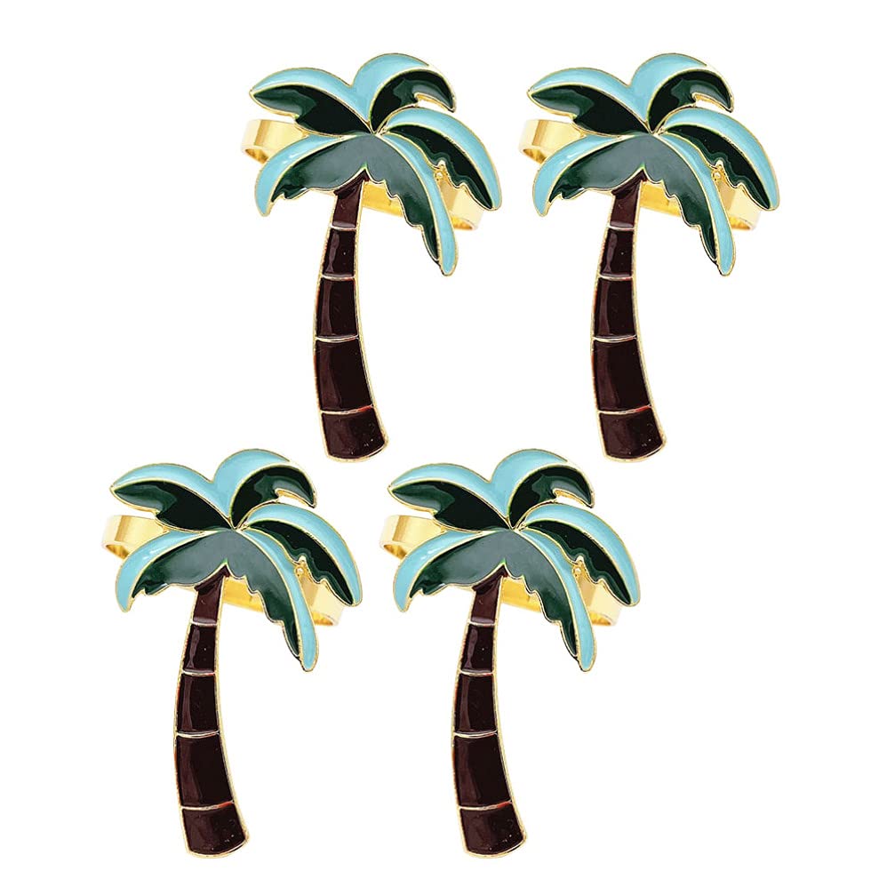 Amosfun 4pcs Tree Shape Rhinestone Crystal Napkin Rings - Elegant Wedding & Hawaiian Party Table Decor, Vintage Serviette Holders for Dining Table Setting, Perfect for Bridal Showers & Tropical Themed Events