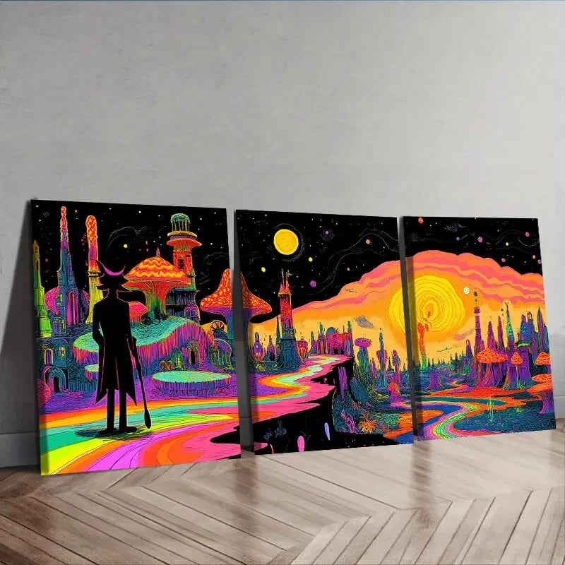 3-Piece Strange Place Wall Art Set - Framed Canvas Prints 40x60cm - High Quality Australian Made Wall Decor - Perfect for Living Room, Bedroom & Office Decor