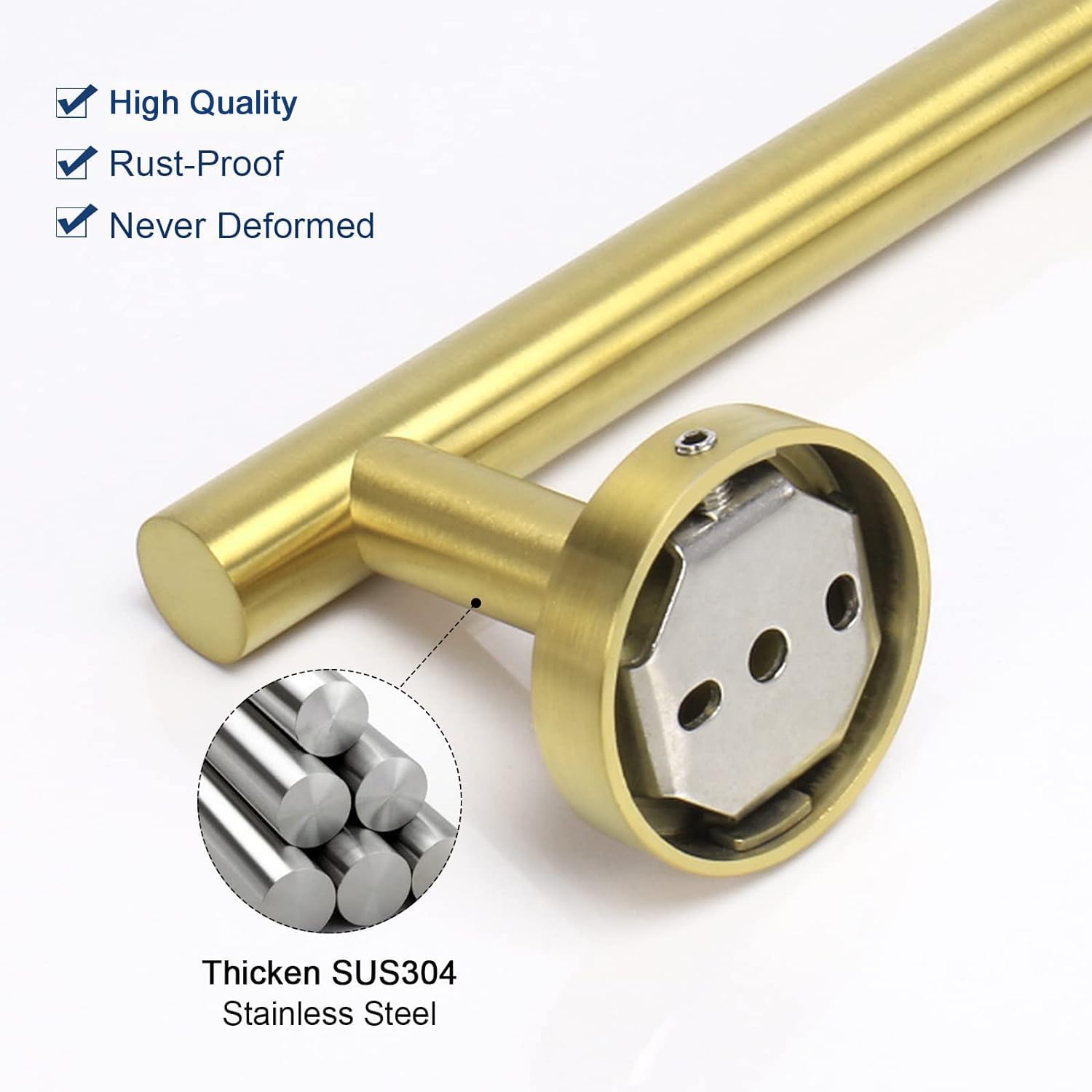 NearMoon 9 Inch Stainless Steel Hand Towel Holder - Brushed Gold Wall Mounted Towel Ring for Bathroom - Rustproof Thickened Contemporary Bath Accessories (1 Pack) - Perfect for Kitchen, Guest Bath, and Spa Decor