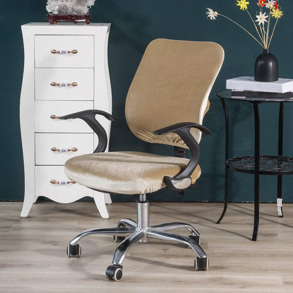 Stretchable Removable Split Chair Cover for Office & Computer Chairs - Breathable Elastic Seat Slipcover Protector (Khaki) - Perfect for Home Office Decor & Workspace Protection