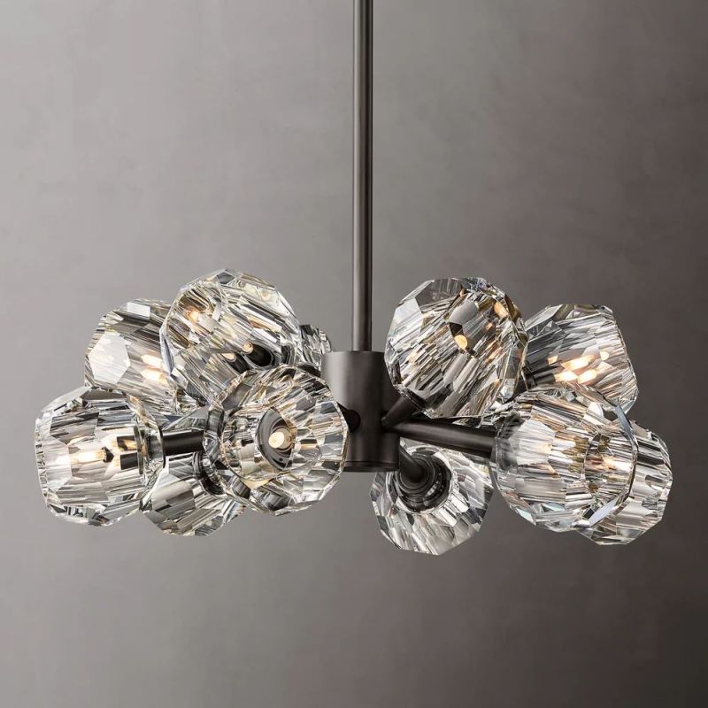 Crystal Ball Round Chandelier 24 Inch - Elegant Modern Ceiling Light Fixture for Dining Room, Bedroom, Living Room & Entryway Lighting