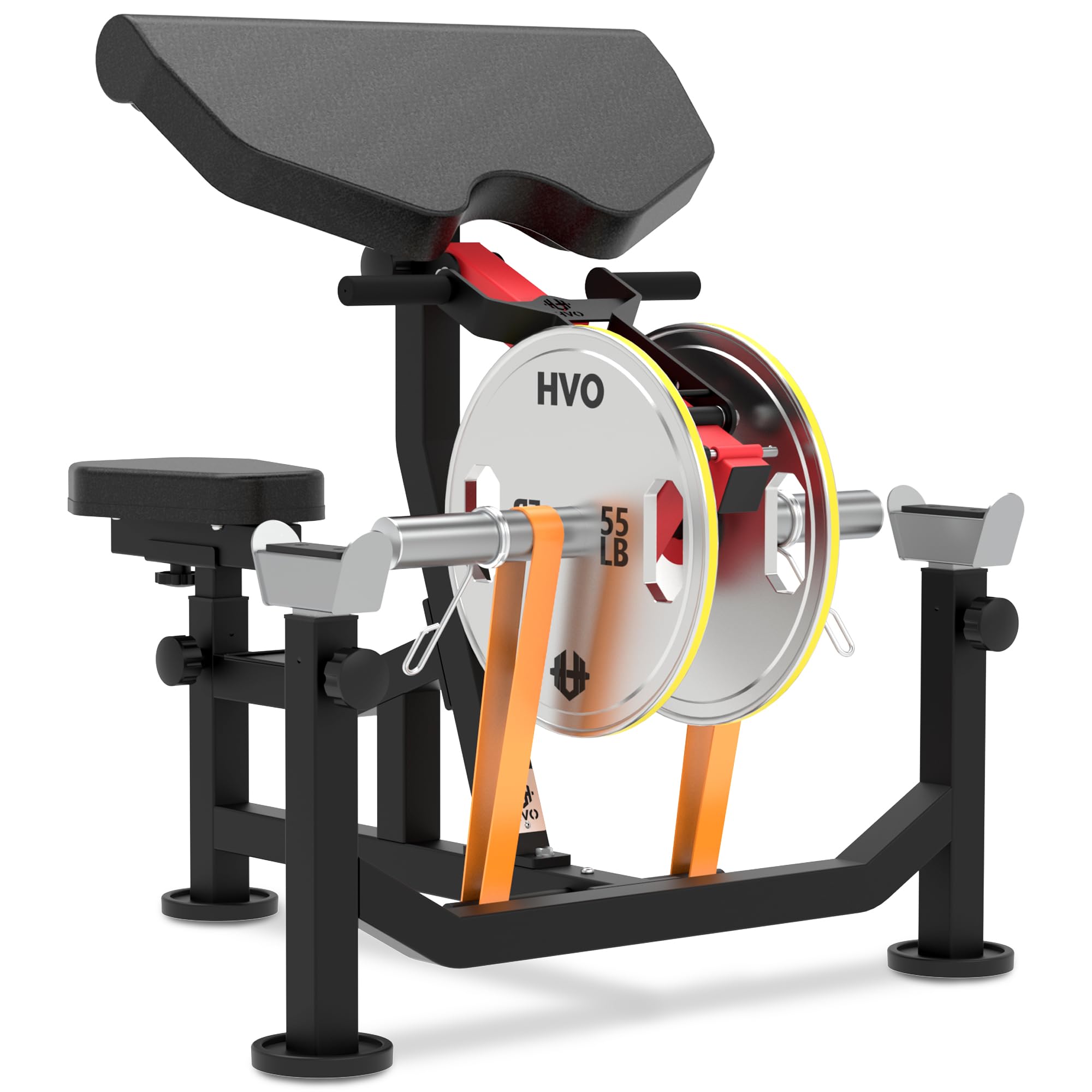 Preacher Curl Bench Bicep Machine - 3-in-1 Arm Workout Equipment for Biceps & Triceps with Barbell & Dumbbell Attachments, Adjustable Home Gym Station with Comfortable Bar Pad - Perfect for Home Workouts & Strength Training