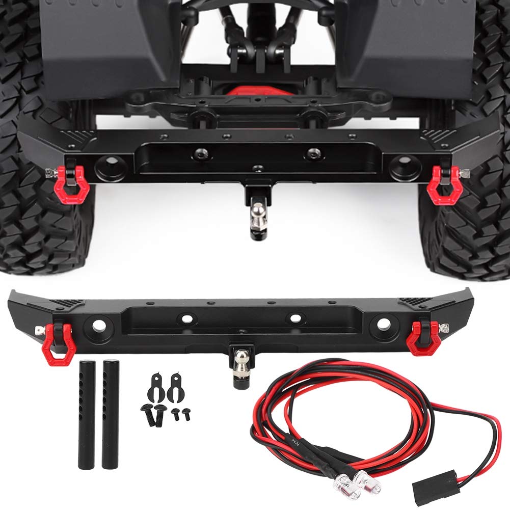 NITRIP LED Light RC Car Rear Bumper with D-Rings - Heavy Duty Metal Bumper Guard for 1/10 Scale RC Cars - Perfect for Off-Roading, Crawling & Trail Adventures