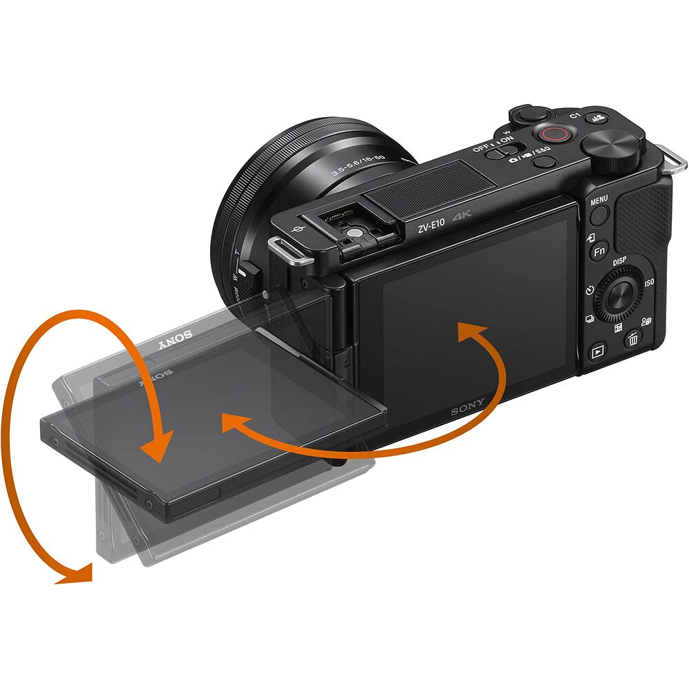 Sony ZV-E10 Mirrorless Digital Camera with 16-50mm Lens Kit (Black) - Includes 64GB Memory Card, Tripod, Camera Bag & Cleaning Kit - Perfect for Vlogging, Travel Photography & Content Creation