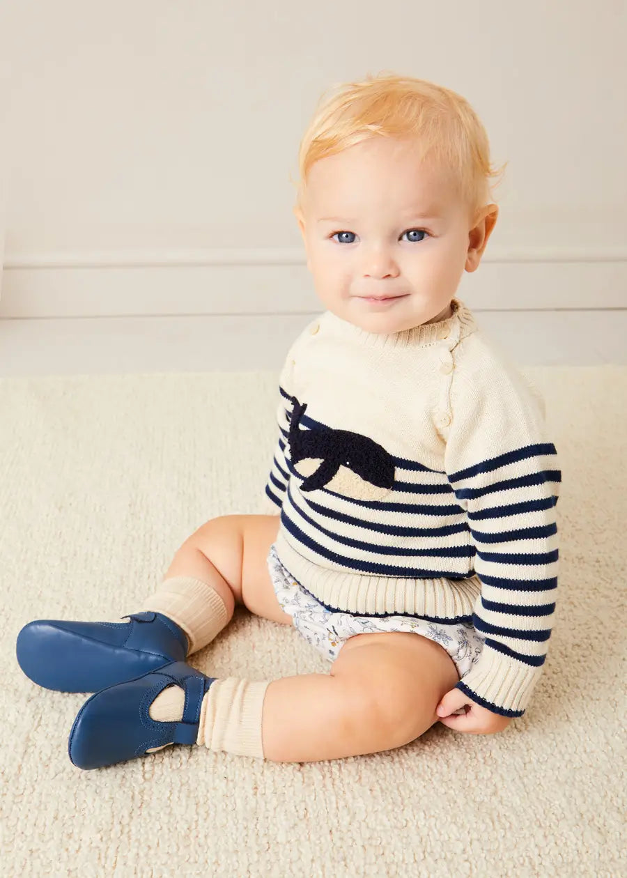 Blue Whale Intarsia Striped Jumper for Kids (6 Months to 10 Years) - Perfect for School, Playdates & Family Outings