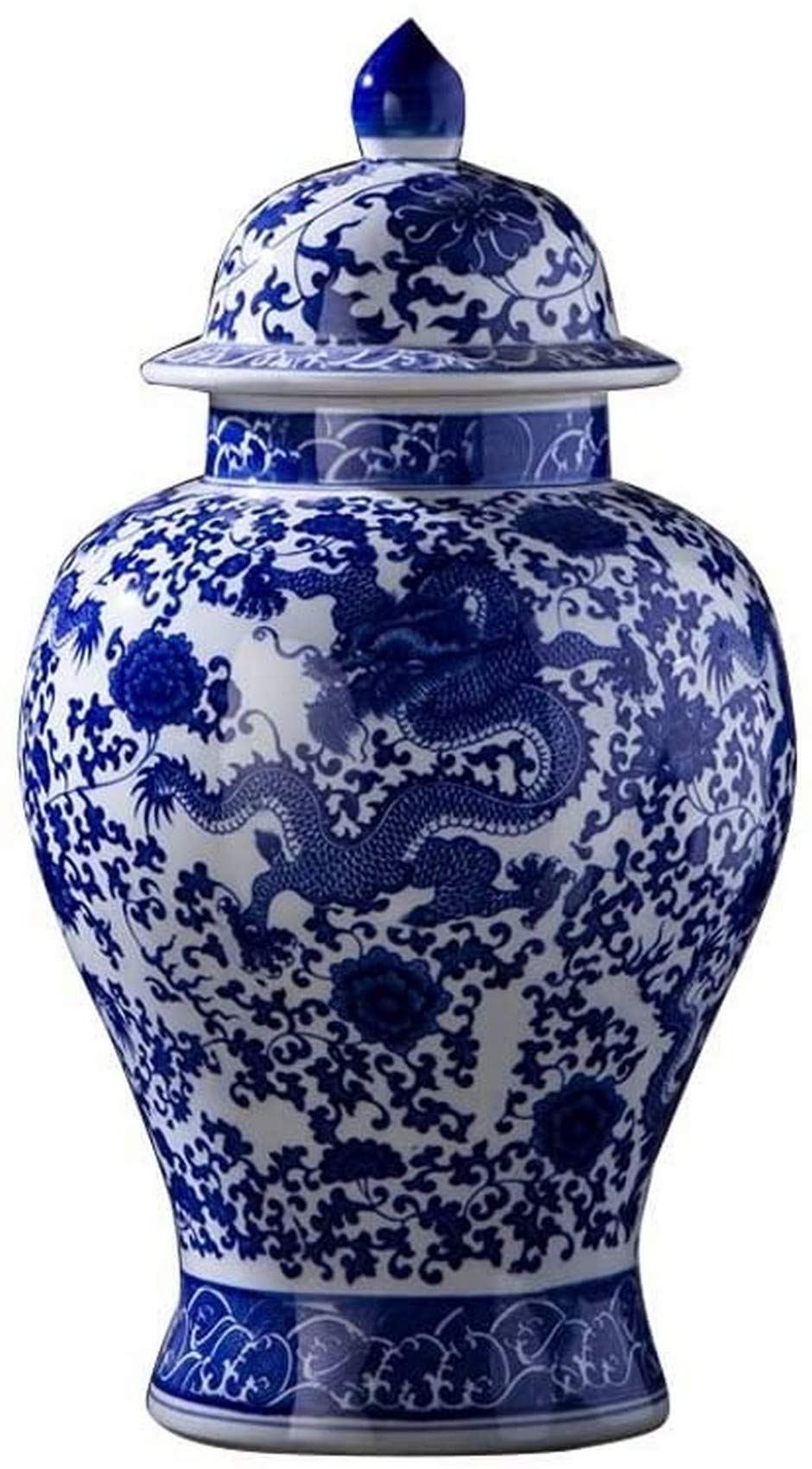 Blue and White Chinese Ceramic Vase with Embossed Flowers - Elegant Table Lamp & Decorative Drum Shade for Living Room, Bedroom, Nightstand, Wedding Decor - Perfect for Home, Office & Romantic Gift Giving