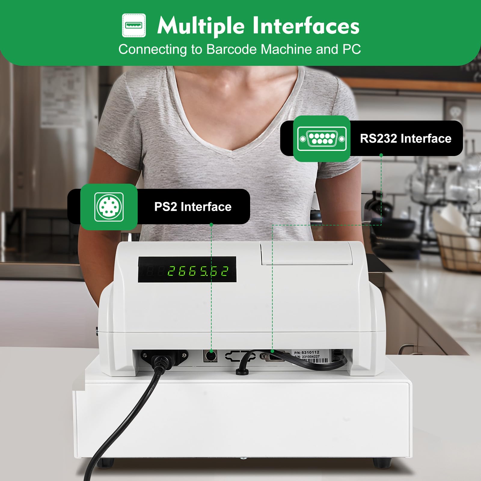 47-Key Electronic Cash Register with Drawer - 6-Digit LED Display & Keyboard for Small Businesses | Multifunctional POS System for Retail Stores, Markets & Shops | Secure Cash Box & Easy-to-Use Register for Efficient Checkout