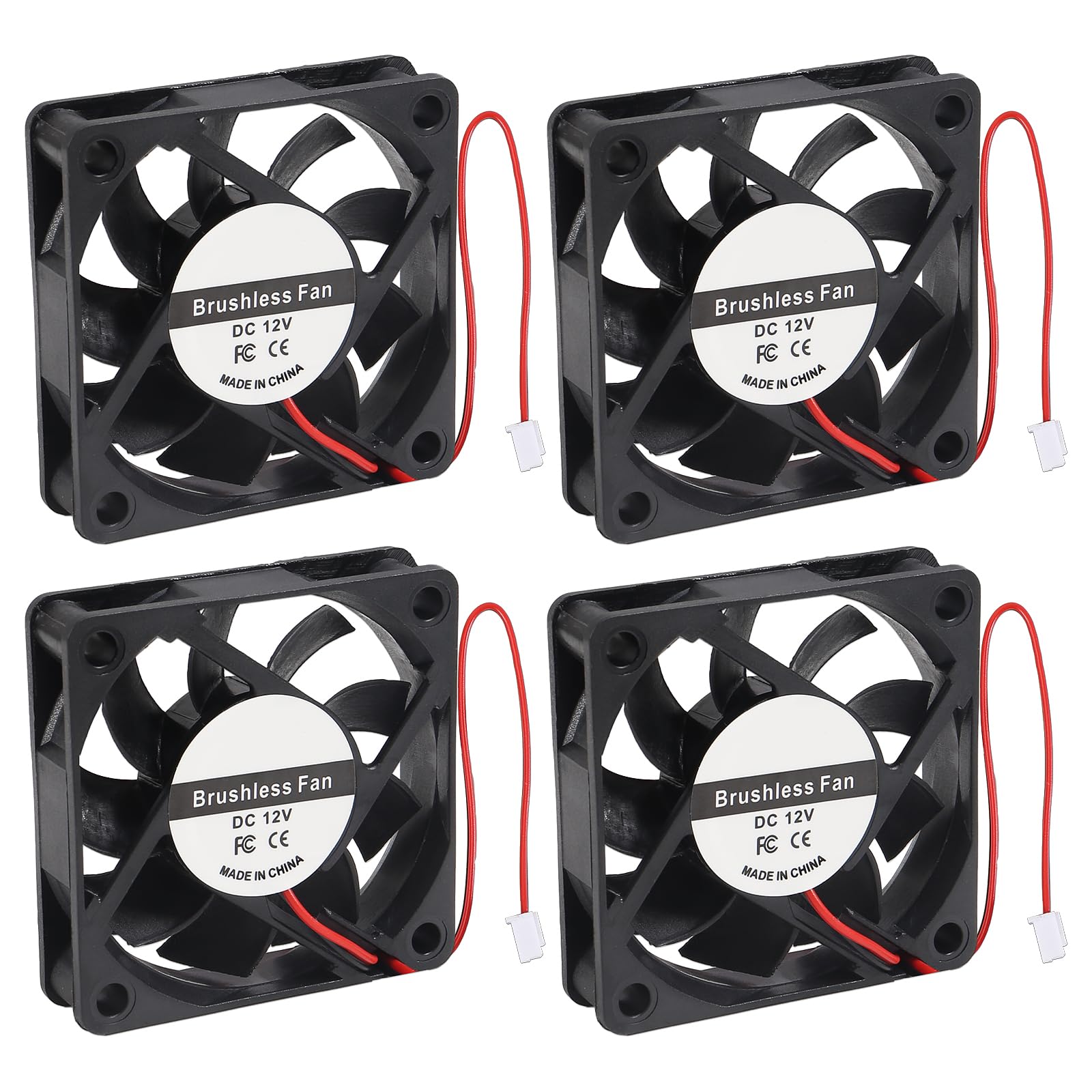 4PCS 60mm x 15mm DC 12V Brushless Cooling Fan - Quiet PC Computer Case Cooler, Radiator & Ventilation Fan - Perfect for Gaming PC, Server, Cabinet & Electronic Device Cooling