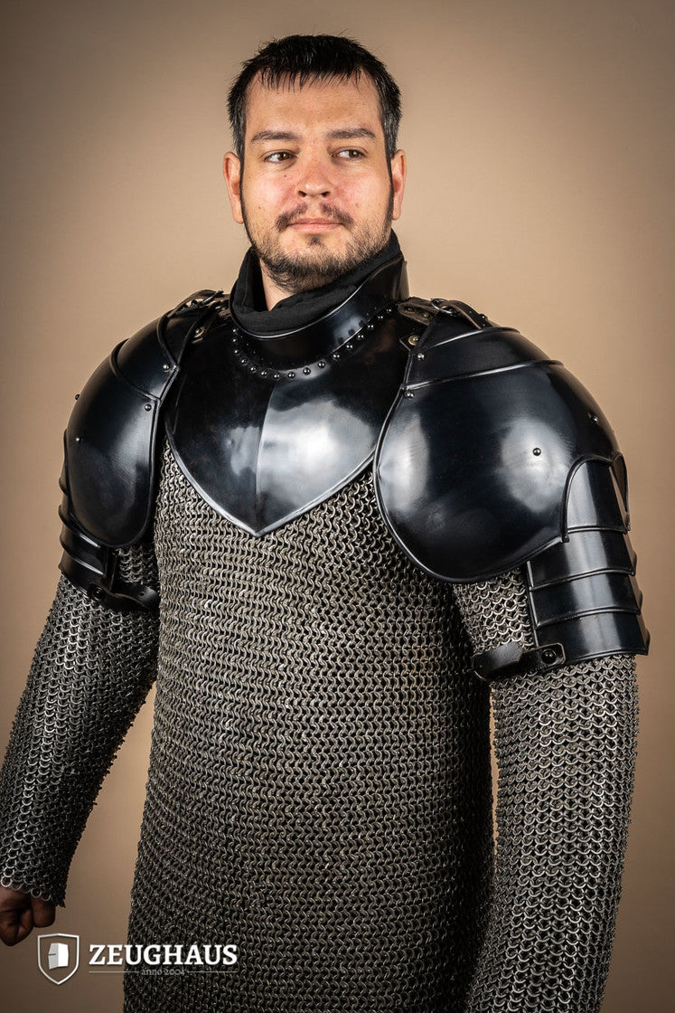 Medieval Knight Pauldron Burnished Steel Shoulder Armor - Perfect for LARP, Cosplay, and Renaissance Fairs