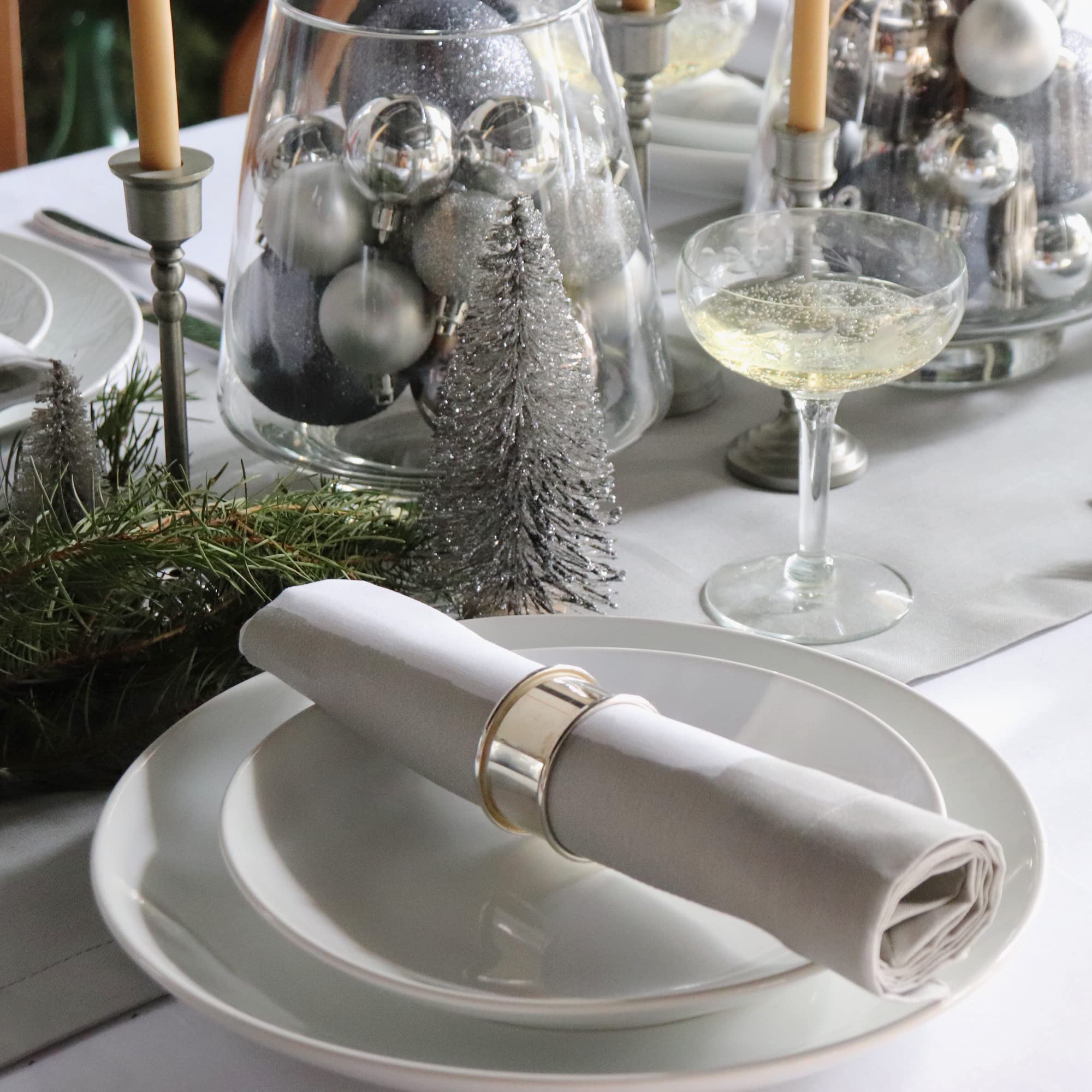 Luxury Silver Grey Linen Table Runner 14x126 - Premium Italian Linen Handcrafted in USA - Elegant Dining Table Decor for Weddings, Dinner Parties & Home Decor
