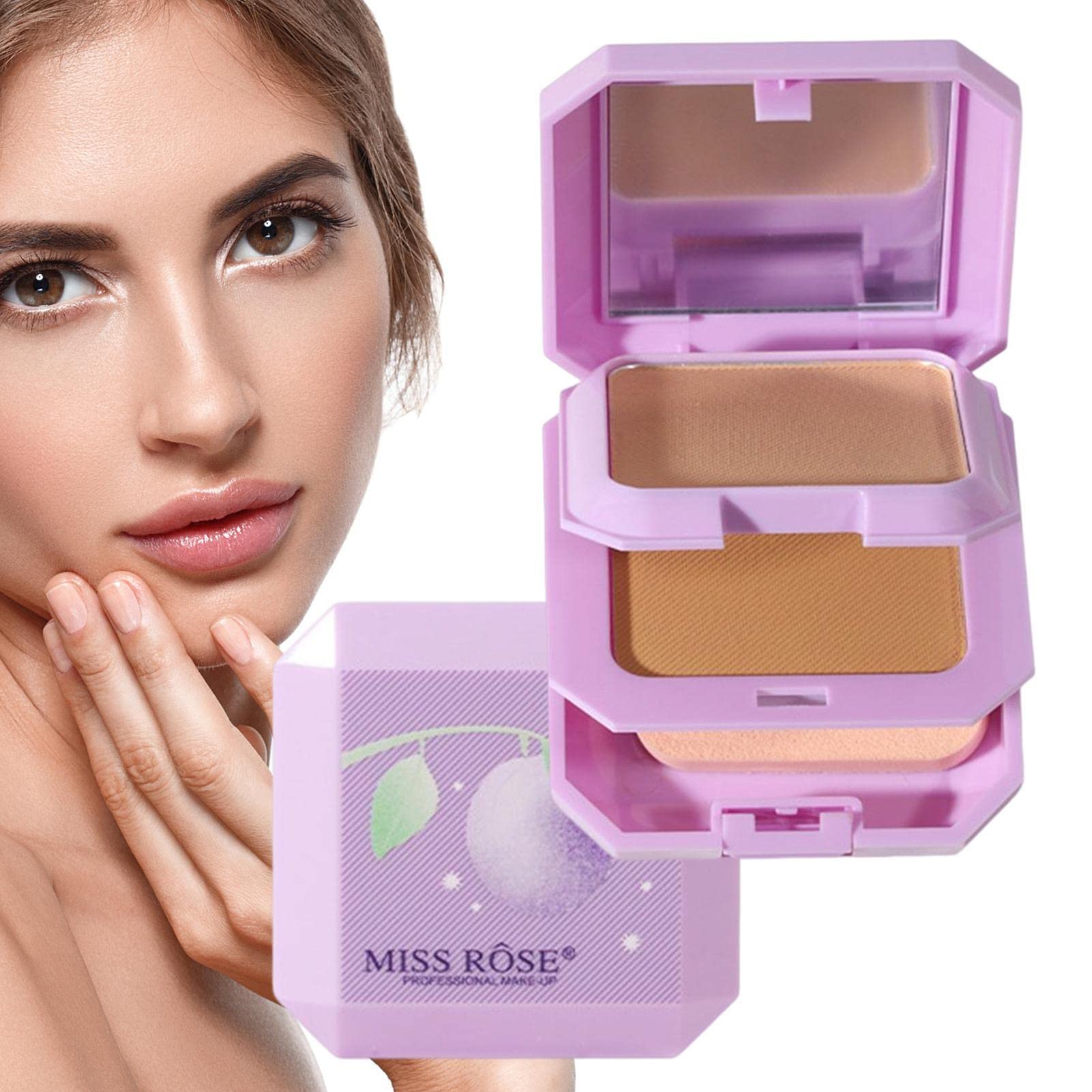 Translucent Pressed Powder - 2-Color Oil Control Makeup Foundation | Medium to Full Coverage, Waterproof Finishing Powder for Long-Lasting Matte Look | Perfect for Daily Wear, Oily Skin Control & Touch-Ups On-The-Go