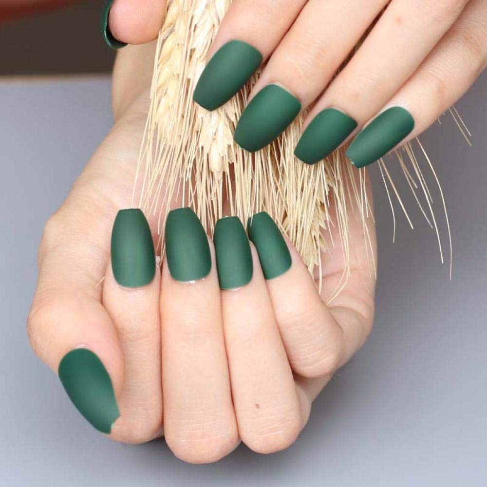 HUJL 24pcs False Nails - Fashion Solid Color Matte Ballet Fake Nails for Women, Easy to Apply & Reusable, Perfect for Parties, Weddings, and Daily Wear