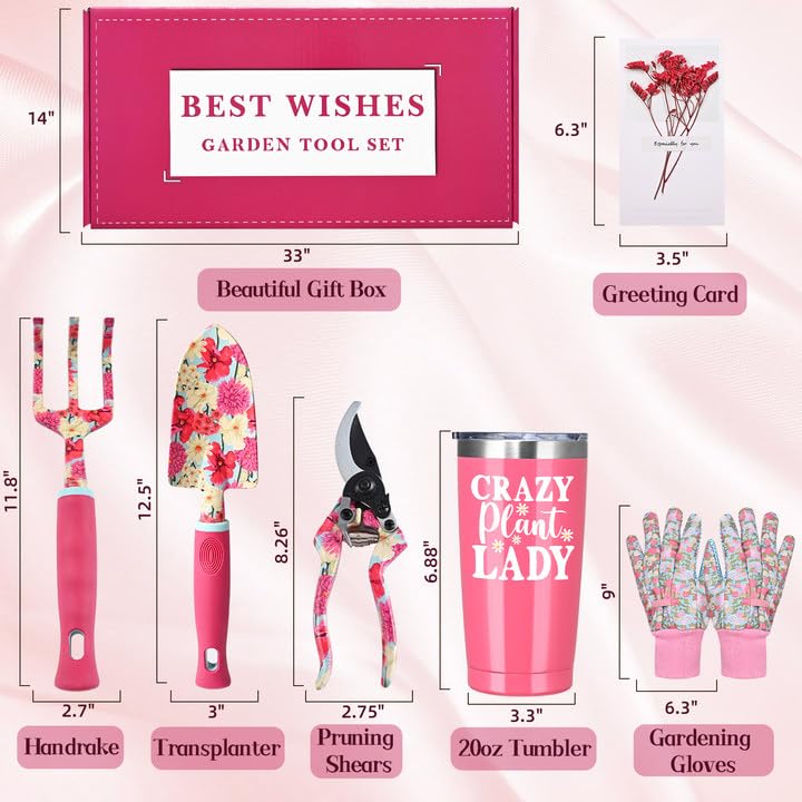 **6-Piece Rose Red Gardening Tools Set for Women - Perfect Gift for Mom, Grandma & Aunt - Ideal for Planting, Weeding & Indoor/Outdoor Gardening**