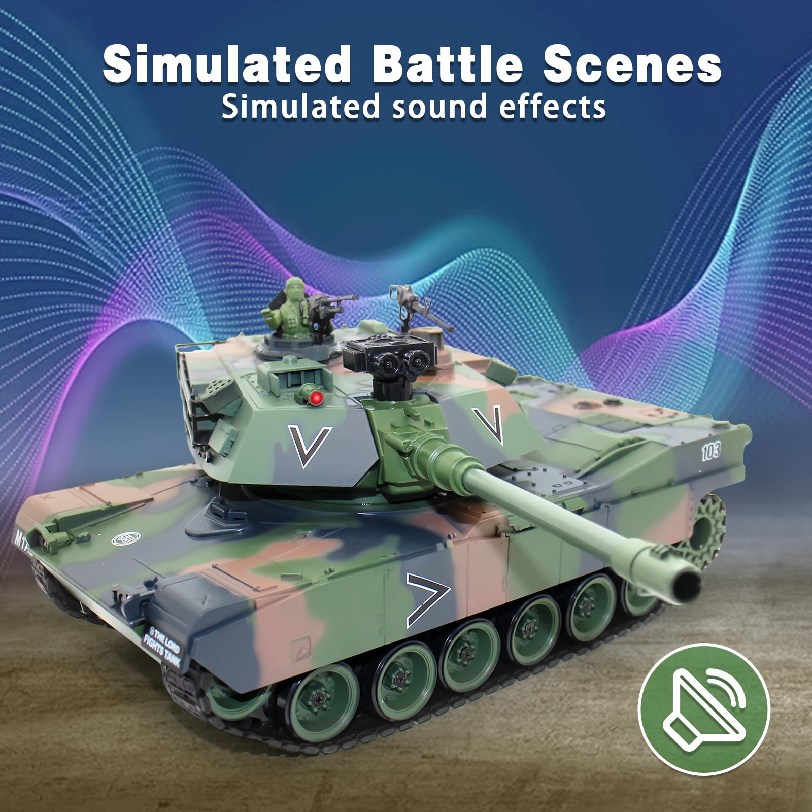 1:18 Scale RC Tank M412 - Remote Control Military Vehicle with 15 Channels, LED Lights, Smoke & Sound Effects | Shoots BBS & Water Bombs | Battle-Ready Toy for Adults & Kids | Outdoor Play, Backyard Battles & Collection Display