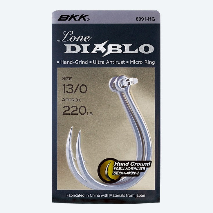 BKK Lone Diablo Inline Single Fishing Hooks - Sharp & Durable Saltwater & Freshwater Hooks for Bass, Trout, and Catfish - Perfect for Anglers and Fishing Enthusiasts