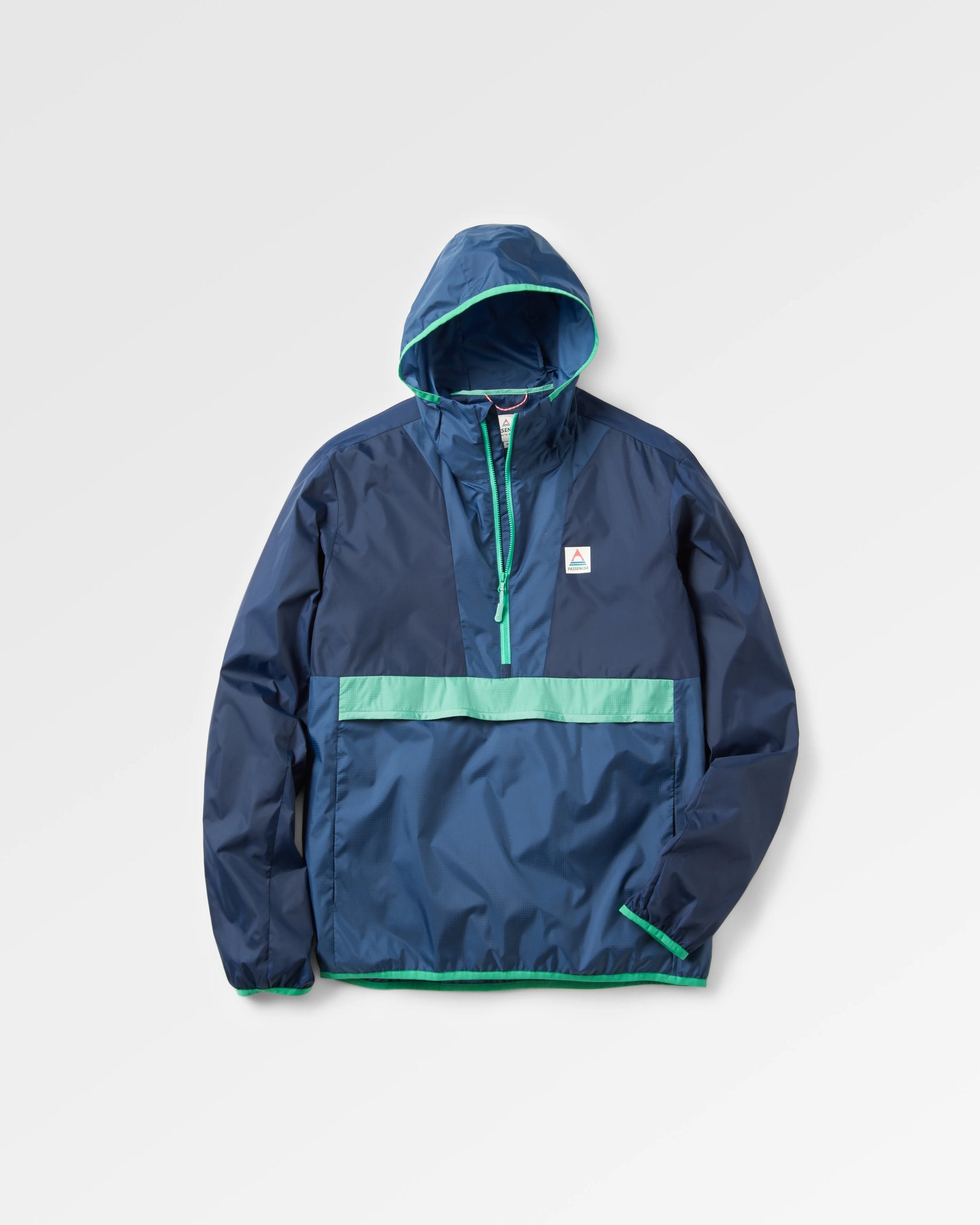 Gusto Recycled Windshell Pullover Jacket - Eco-Friendly Lightweight Windbreaker for Men & Women | Rich Navy/Dark Denim | Perfect for Hiking, Running & Outdoor Activities