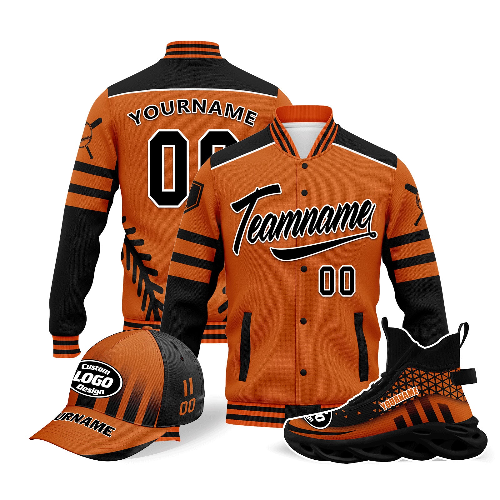 Custom Personalized Jacket, MaxSoul Shoes & Hat Combo Set - Trendy Matching Outfit for Men & Women | Perfect for Streetwear, Casual Wear & Gift Giving
