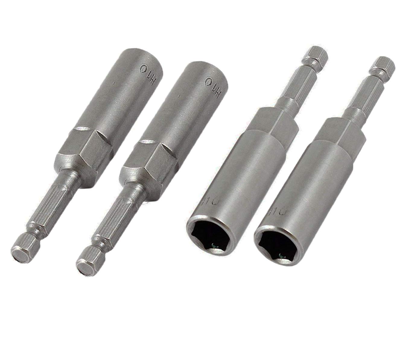 10mm Hex Magnetic Power Socket 80mm Length Adapter Drill Bit Nut Driver Set 1/4'' Hex for Power Tools (4Pcs) - Perfect for Drilling, Fastening, and DIY Projects with Cordless Drills and Impact Drivers