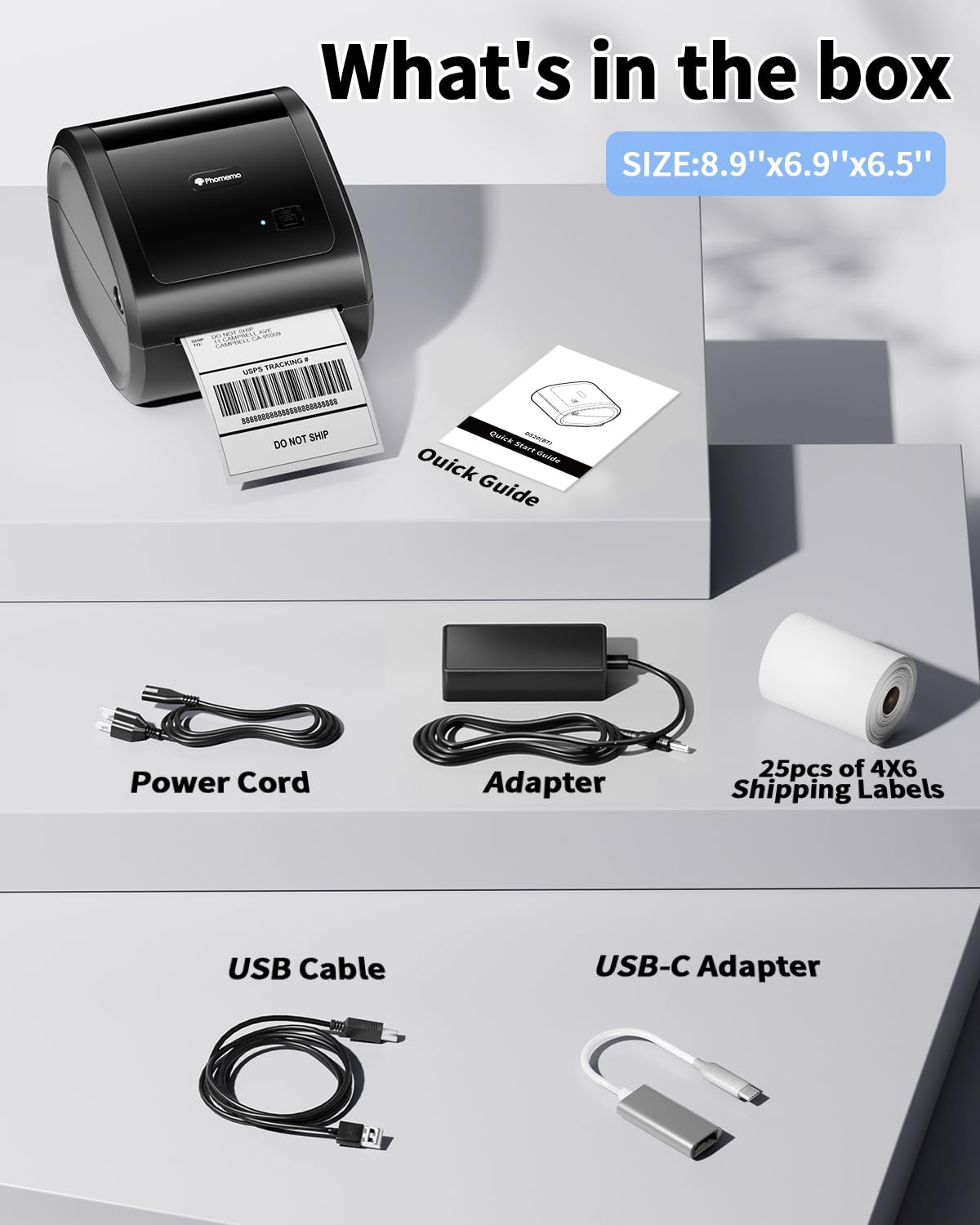 Phomemo D520BT Bluetooth 4x6 Thermal Label Printer - Compatible with iPhone, Android, Mac & Windows - Perfect for DHL, UPS, Colissimo Shipping & Small Business - Ideal for Home Offices, E-commerce Sellers & Package Shipping