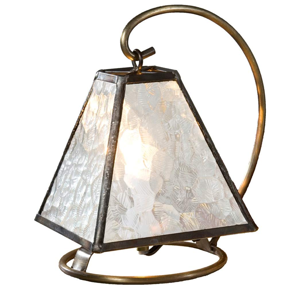 Tiffany Style Stained Glass Table Lamp - Small Decorative Night Light for Bedroom, Bathroom & Nursery | Mission Home Décor Accent Lighting | Clear Glass Design by J Devlin Lam 651 | Perfect for Reading Nooks, Vanity Tables & Cozy Ambience