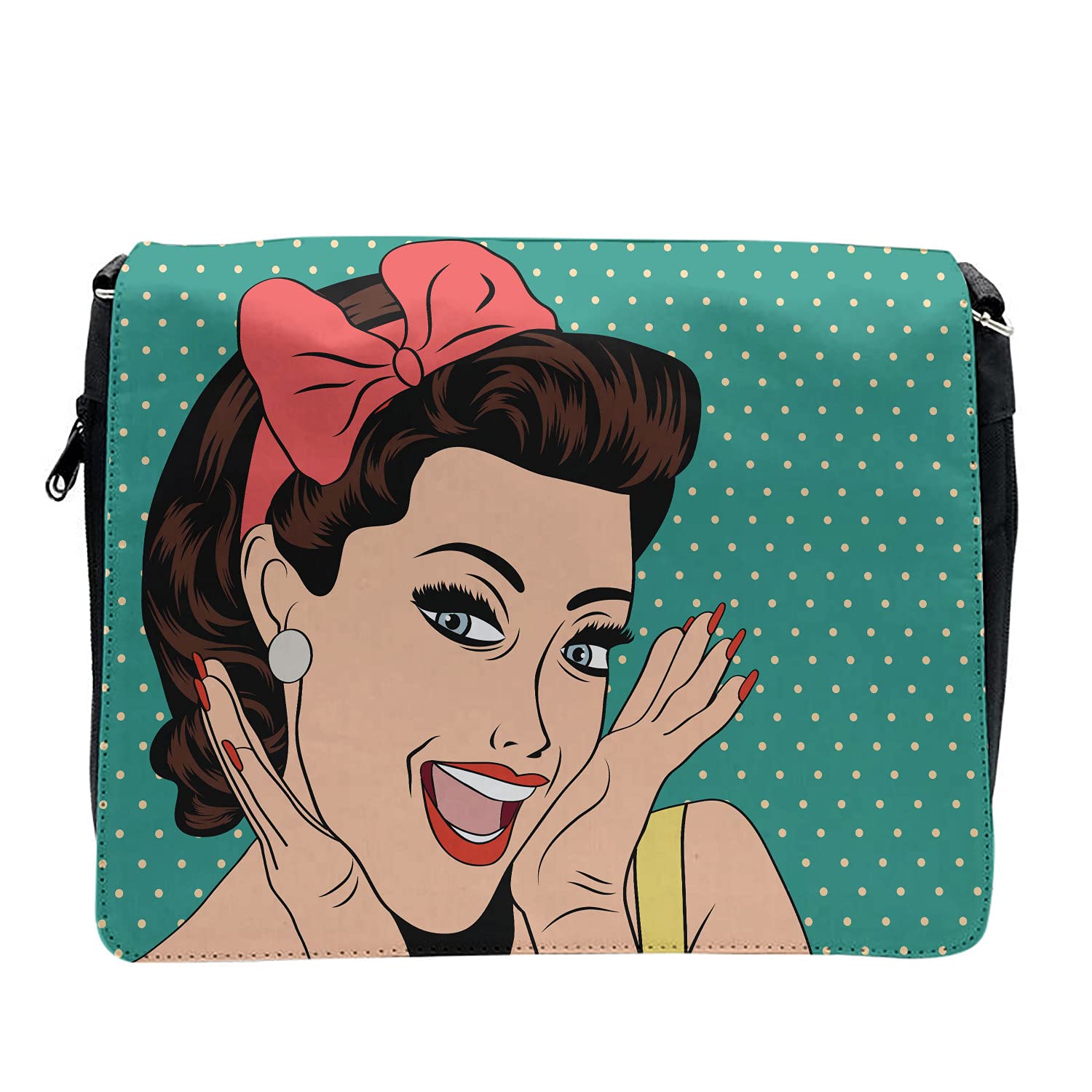 Stylish Retro Polka Dot Cross Body Messenger Bag for Women & Men - Vintage Pin Up Design - Perfect for Travel, Work & Everyday Use