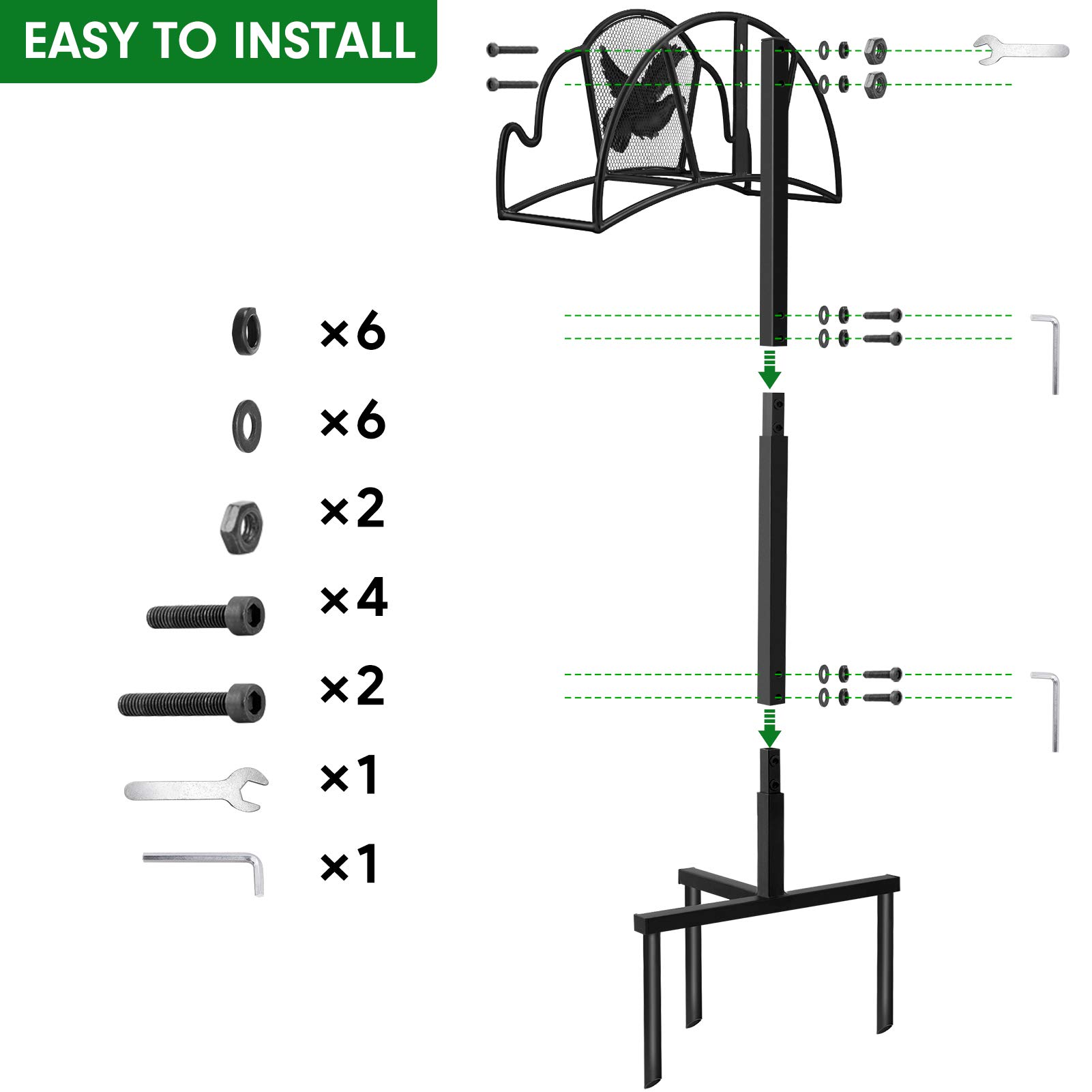 AMAGABELI Heavy Duty Metal Garden Hose Holder Stand - Freestanding Outdoor Hose Reel Hanger with Detachable Design, Decorative & Sturdy Lawn Hose Storage Stake for Yard, Garden, and Home - Perfect for Organizing Water Hoses in Backyard, Patio, and Outdoor Spaces