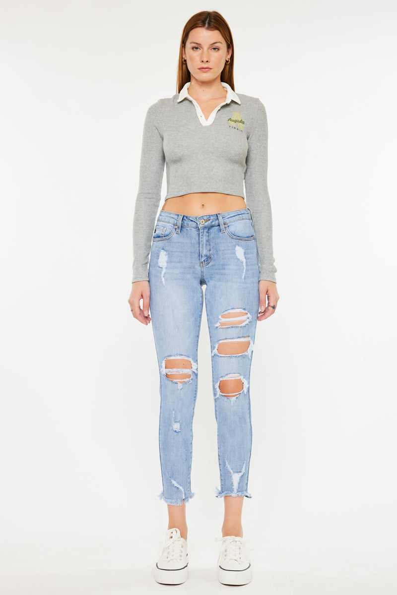 Augustina Women's Mid Rise Ankle Skinny Jeans - Stretch Denim Pants for Casual Wear & Everyday Outfits