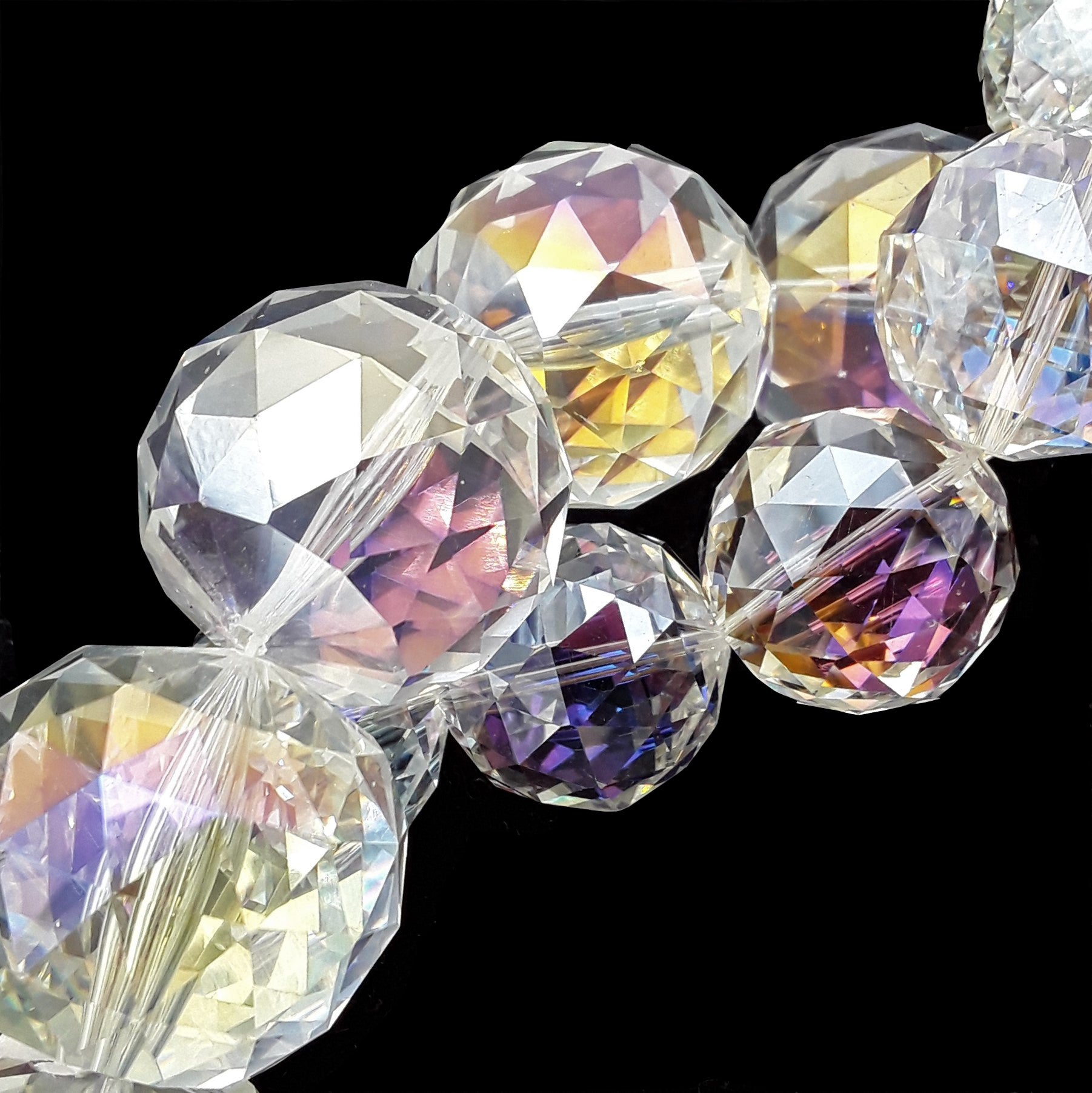 Clear AB Crystal Glass Faceted Balls - 24mm & 30mm Chandelier Beads for Sun Catchers, DIY Home Decor, Wedding Centerpieces & Window Hangings