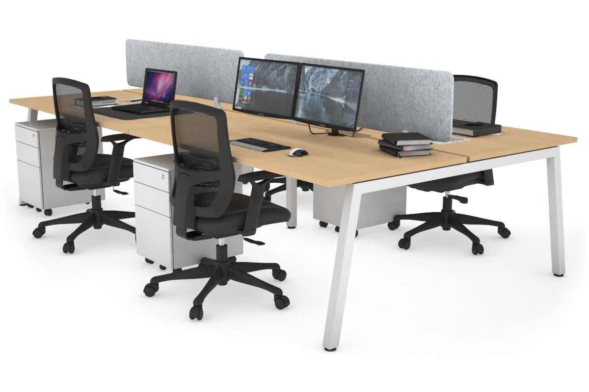 Quadro 4 Person Office Workstation Desk - 1400L x 800W with Cable Management - Perfect for Team Collaboration & Open Office Spaces