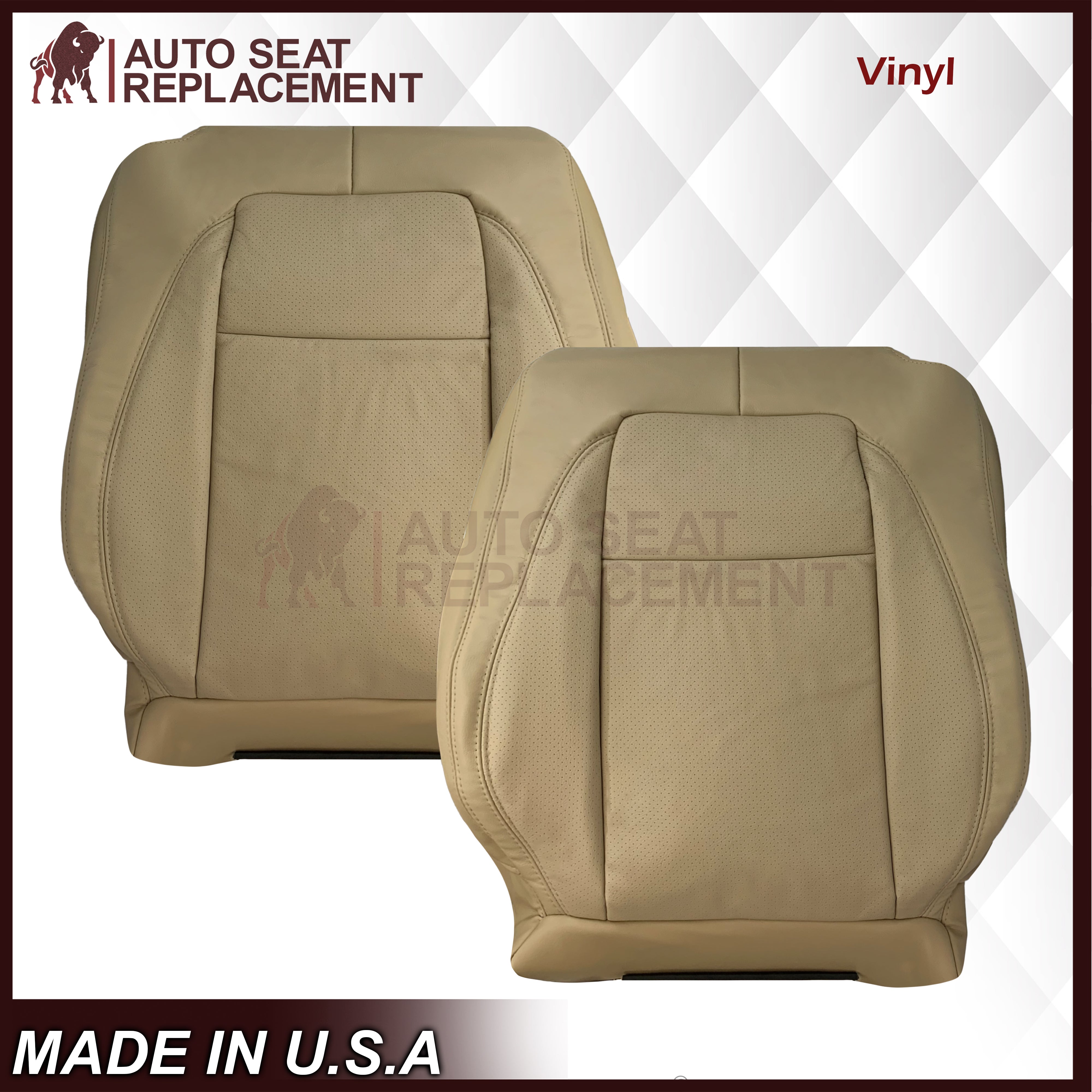 2007-2010 Jaguar XK XKR Genuine Leather or Synthetic Leather Seat Covers - Caramel Tan - Premium Fit for Luxury Car Interiors & Road Trips