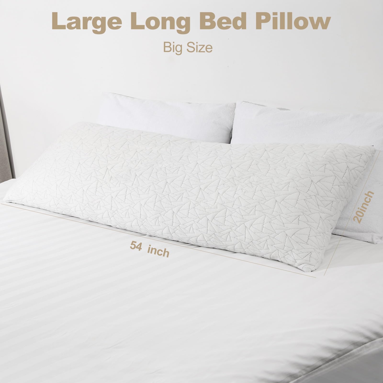 Memory Foam Body Pillow for Adults - 20x54 Inch Large Full Body Pillow for Side Sleepers, Bed Sleeping Support & Pain Relief - Perfect for Pregnancy, Back Pain & Comfortable Night Sleep
