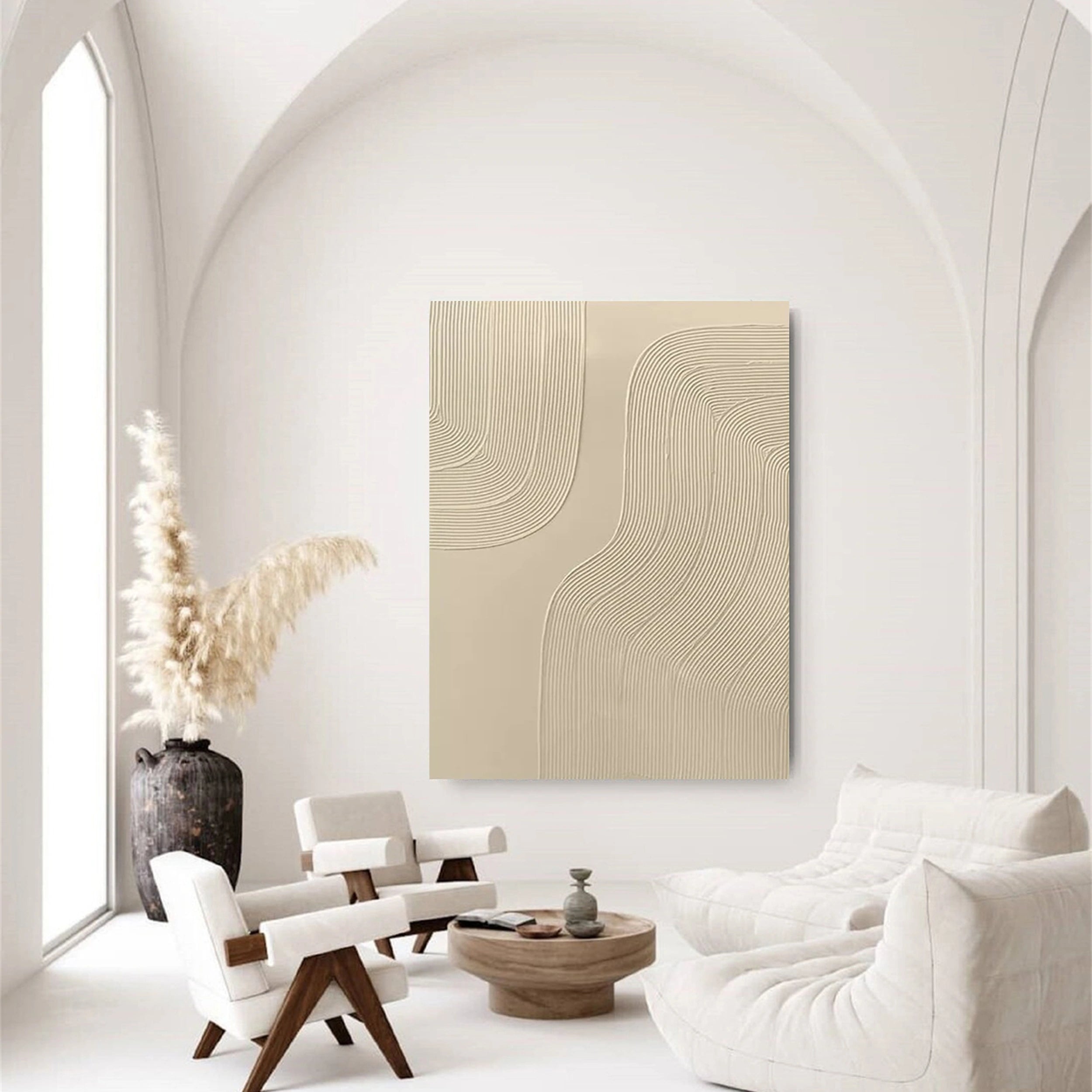 Beige & Brown Abstract Wall Art Canvas Print #BB093 - Modern Home Decor for Living Room, Bedroom & Office
