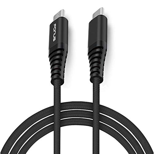 6ft USB Type-C to Type-C Fast Charging Cable for LG K92 5G - Braided Nylon Sync & Power Cord (Black) | Perfect for Home, Office & Travel Charging