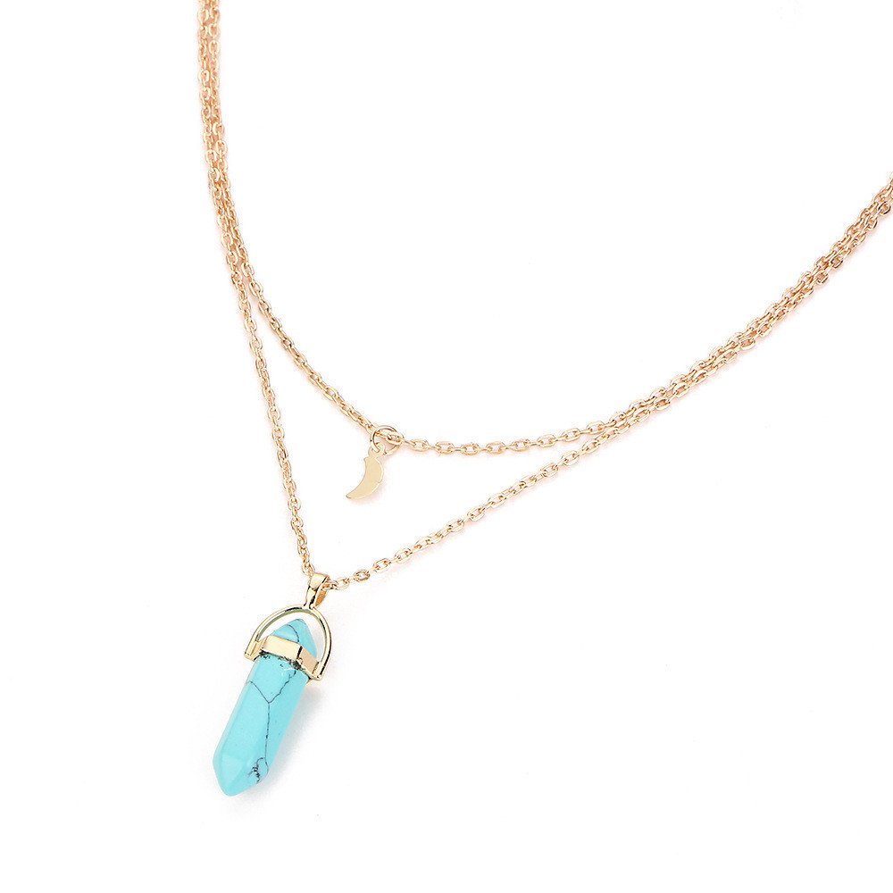Golden Cross Choker Necklace for Women - Matching Couple's Opal Crystal Pendant with Star Charm - Layered Irregular Chain Jewelry for Date Night, Anniversary & Valentine's Gift (Blue, One Size)