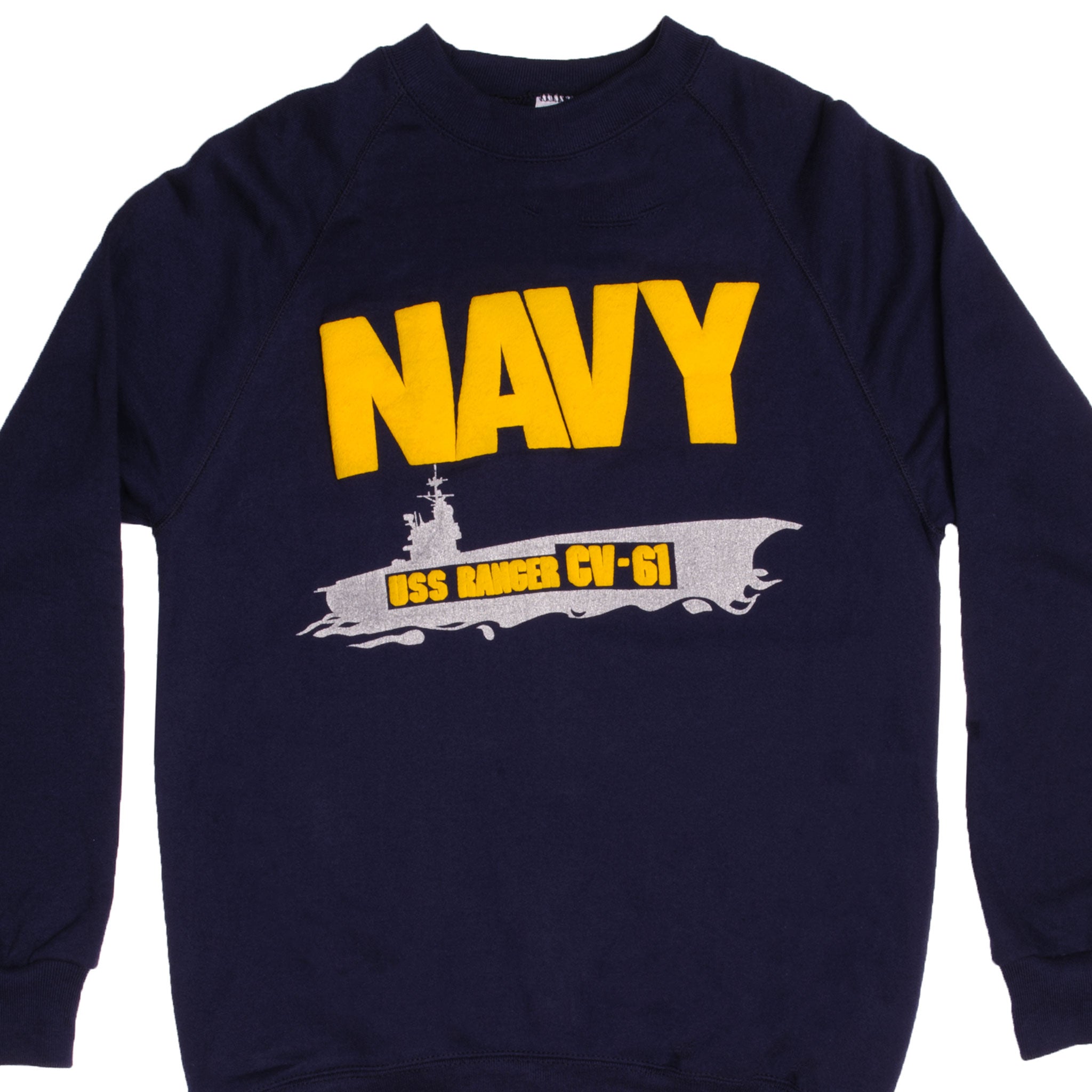 Vintage USN USS Ranger CV-61 Navy Crewneck Sweatshirt 1990s Large Size - Made in USA - Perfect for Military Enthusiasts & Vintage Clothing Collectors