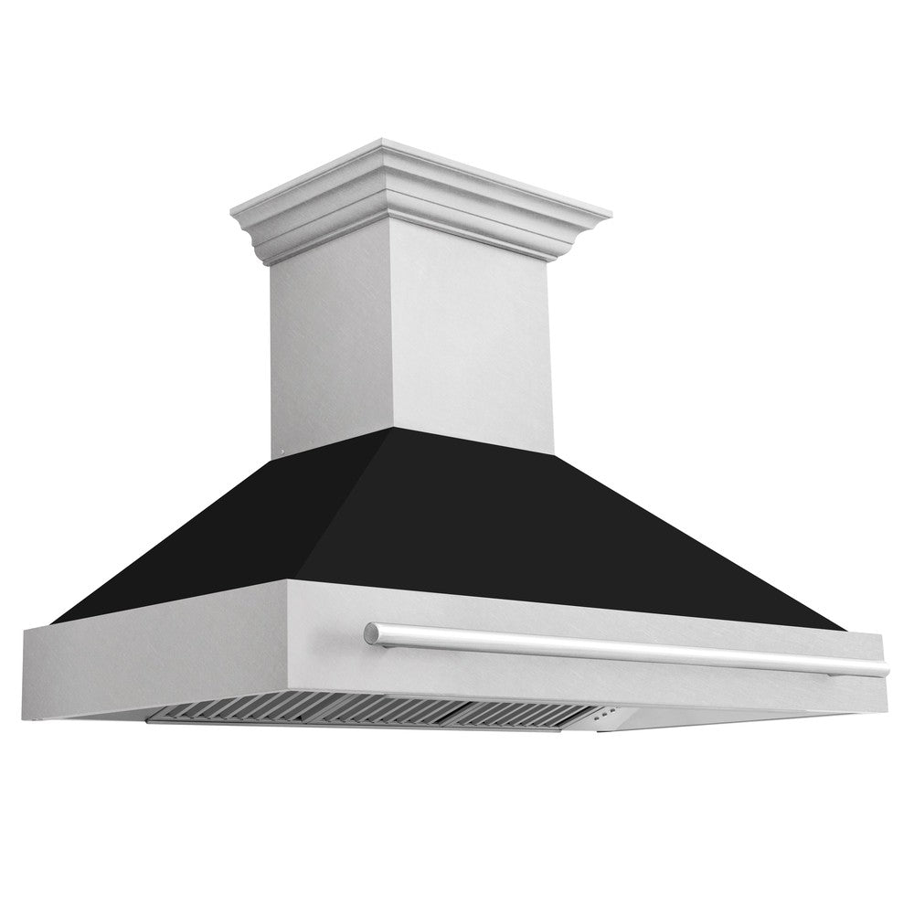 ZLINE 48-Inch Stainless Steel Wall Mount Range Hood with Satin Finish & Stainless Steel Handle (8654SNX 48) - Powerful Kitchen Ventilation for Gas Stoves & Cooking Areas