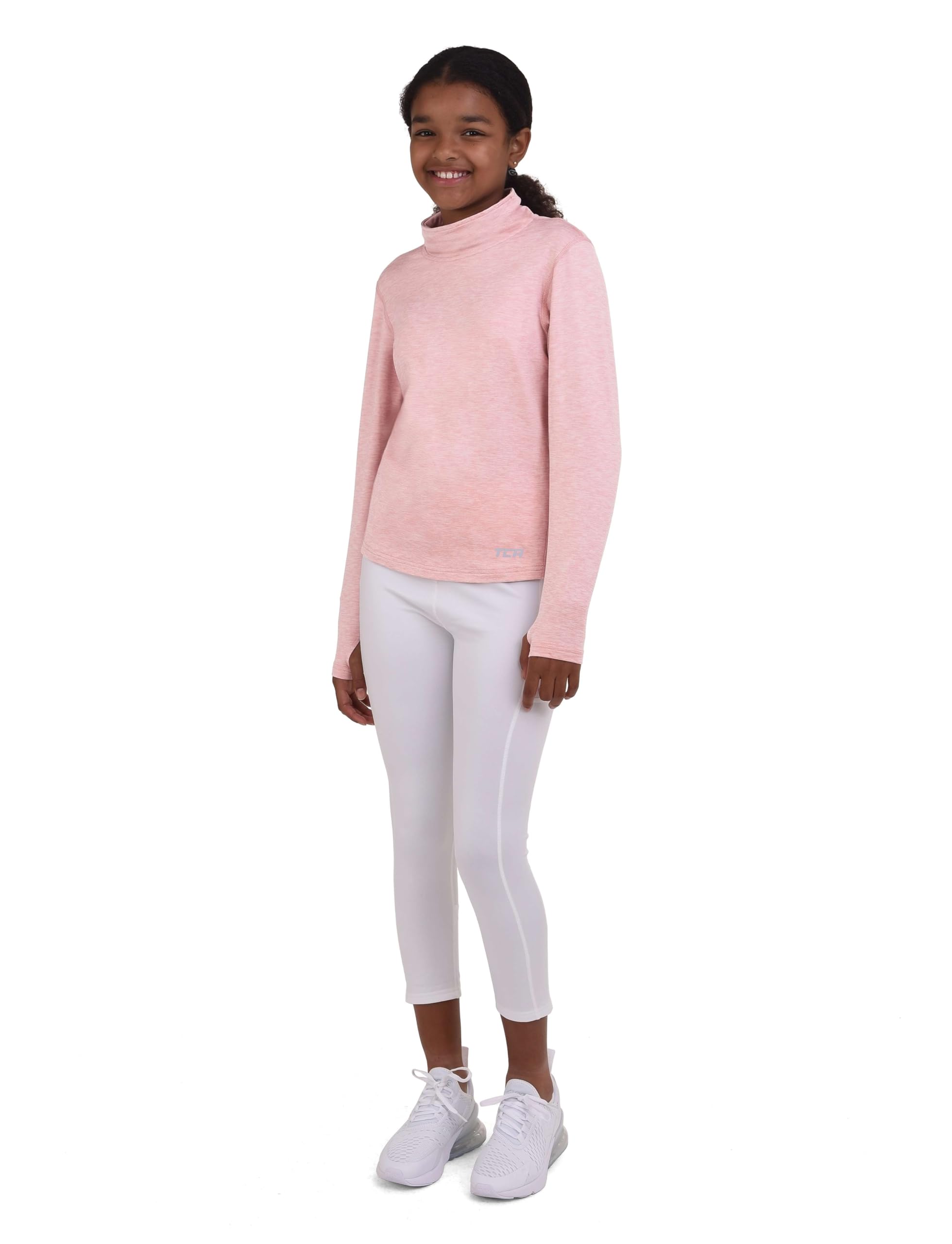 TCA Women's Thermal Long Sleeve Workout Top with Thumbholes & Funnel Neck - Warm Running Shirt for Cold Weather Training, Yoga & Outdoor Activities