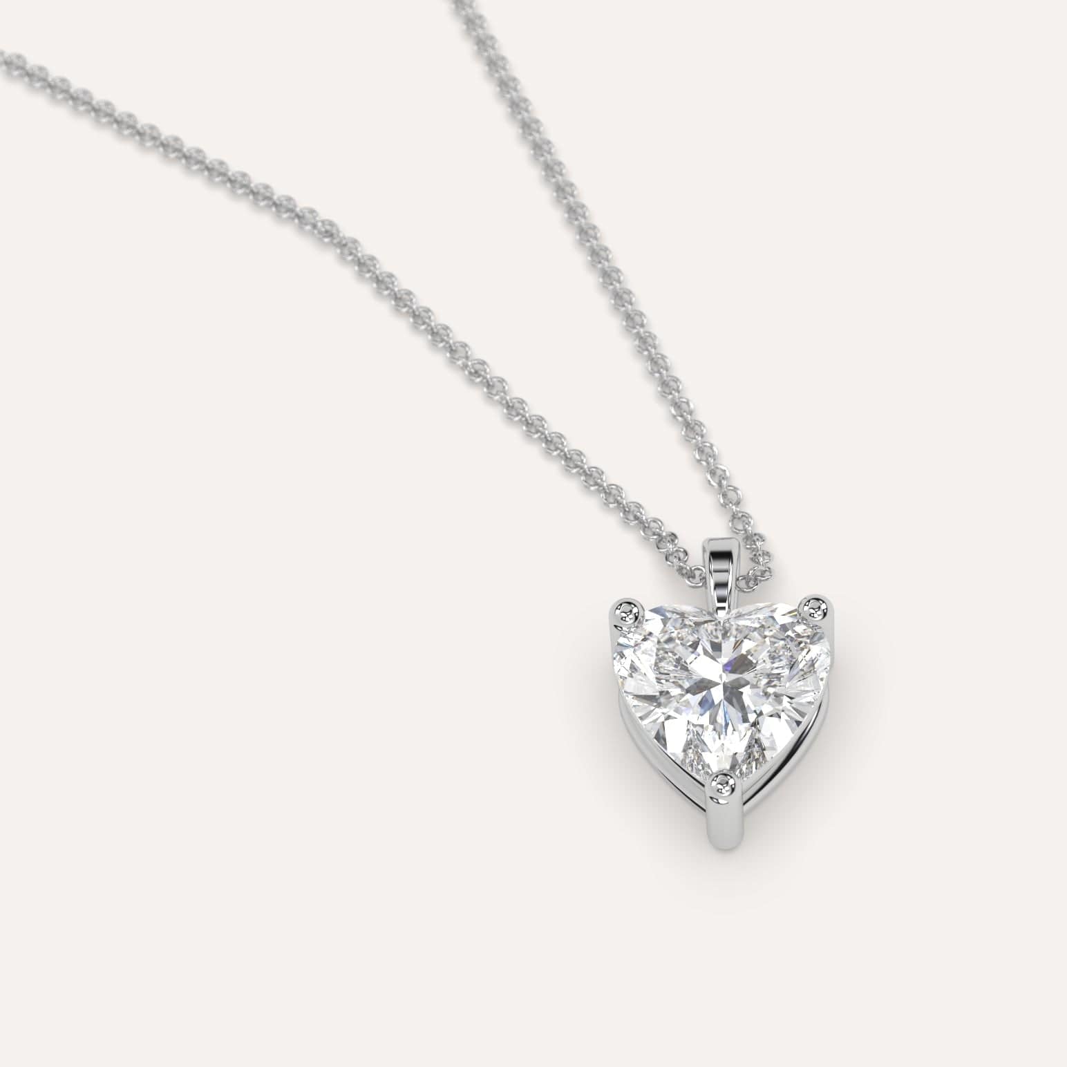 2 Carat Heart-Shaped Diamond Pendant Necklace - 14K White Gold Solitaire Jewelry for Women - Perfect for Valentine's Day, Anniversary & Romantic Gifts