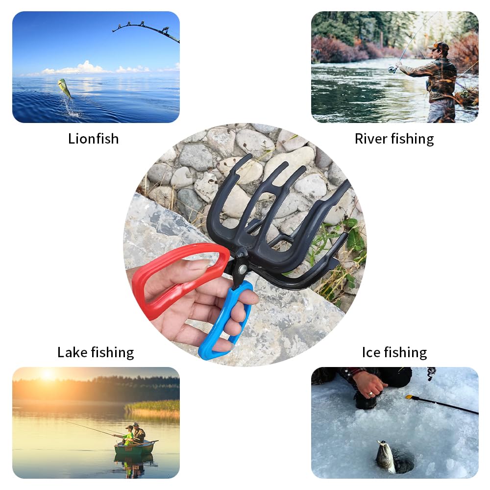 BORDSTRACT Fish Grabber - 3 Claw Power Grip Fishing Pliers with Non-Slip Metal & Comfortable Handle - Best Dehooker Tool for River, Sea & Ice Fishing - Perfect for Catch & Release, Boat Fishing & Outdoor Adventures