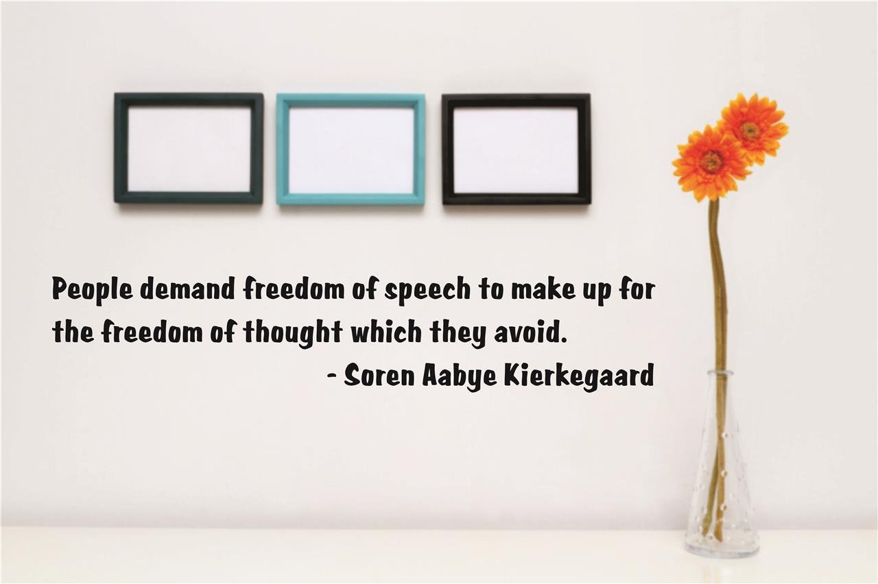 Freedom of Speech Vinyl Wall Decal - Inspirational Soren Kierkegaard Quote Sticker (4x16-22 inches, 22 Color Options) for Home Office Decor & Motivational Wall Art