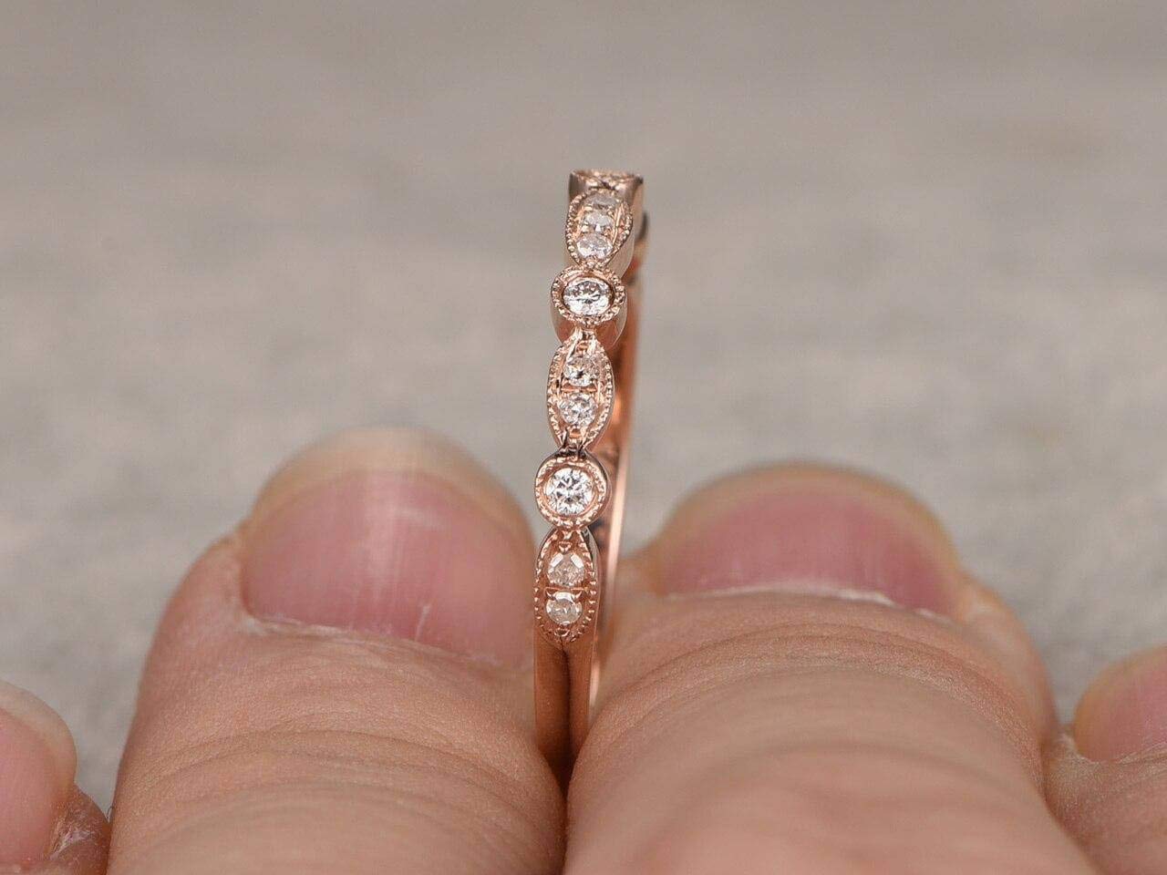 0.25 Carat Half Eternity Wedding Ring - Beautiful Twist Curve Design in 18k Gold Plating - Perfect for Engagement, Anniversary & Bridal Jewelry Gifts