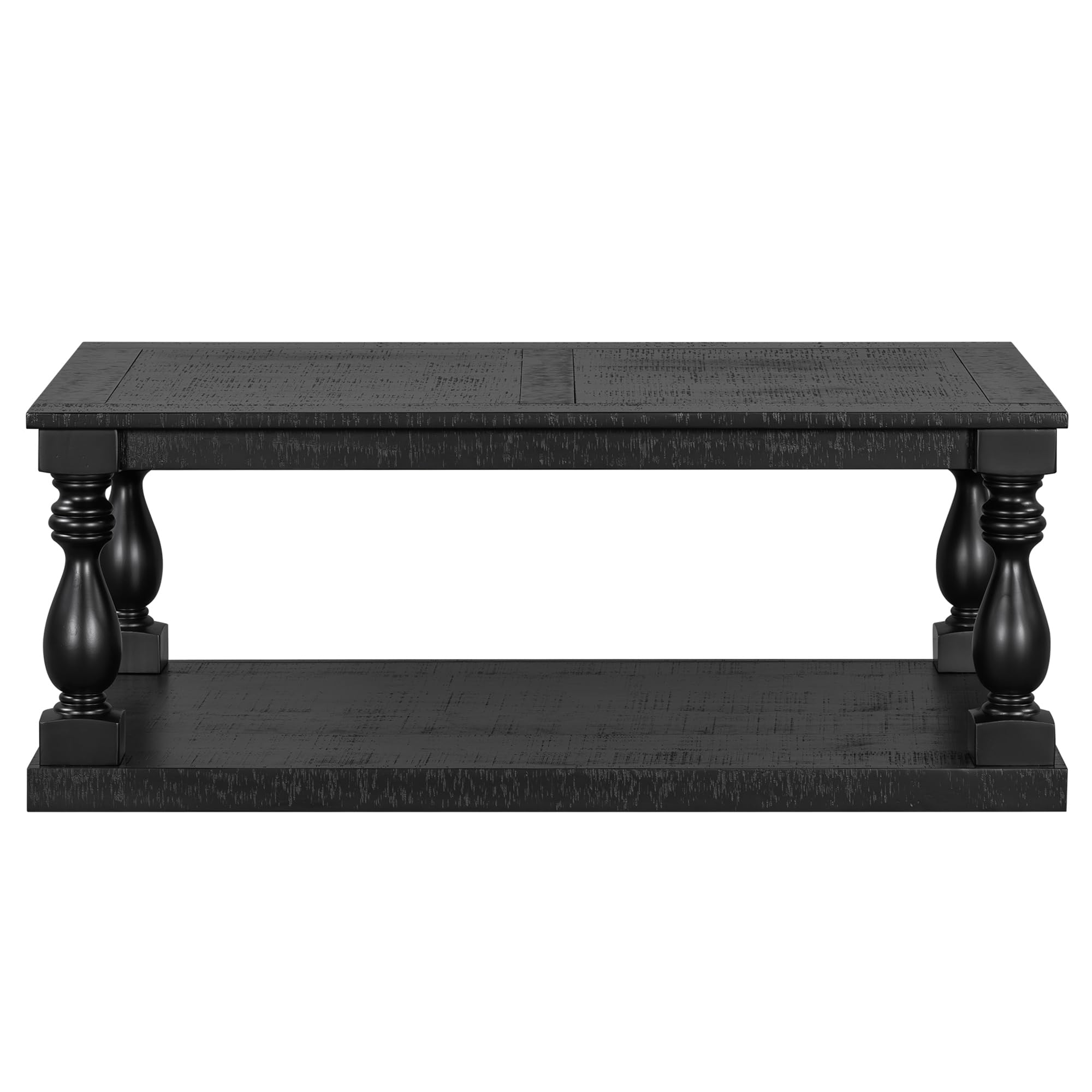 Modern Wooden Coffee Table with Storage - P PURLOVE Black Living Room Center Table for Home & Office | Durable Home Furniture for Living Room, Reception & Lounge Areas