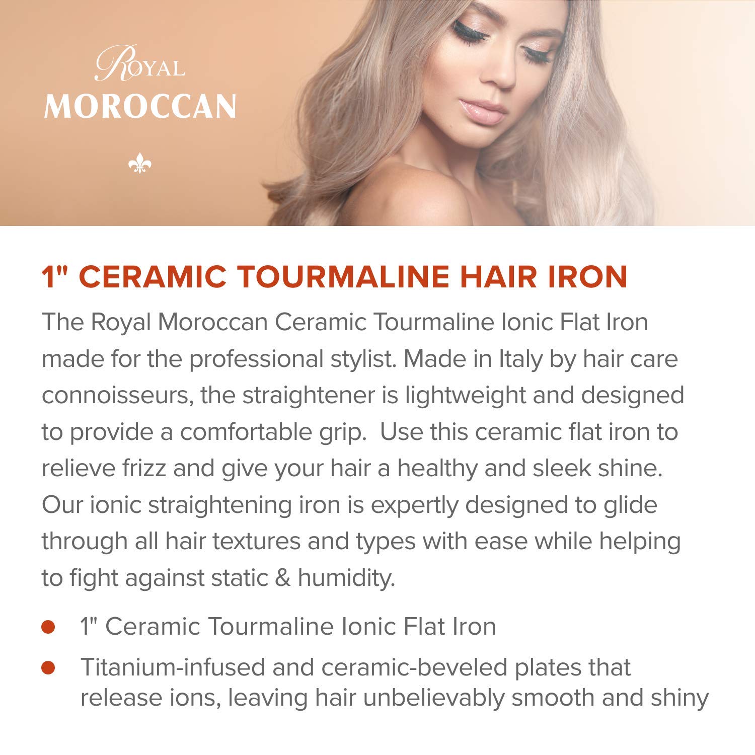 Ceramic Tourmaline Ionic Hair Straightener for Women - Dual Voltage Flat Iron (110V-240V) | Professional Salon-Grade Hair Straightener Made in Italy | Perfect for Travel, Home & Salon Use