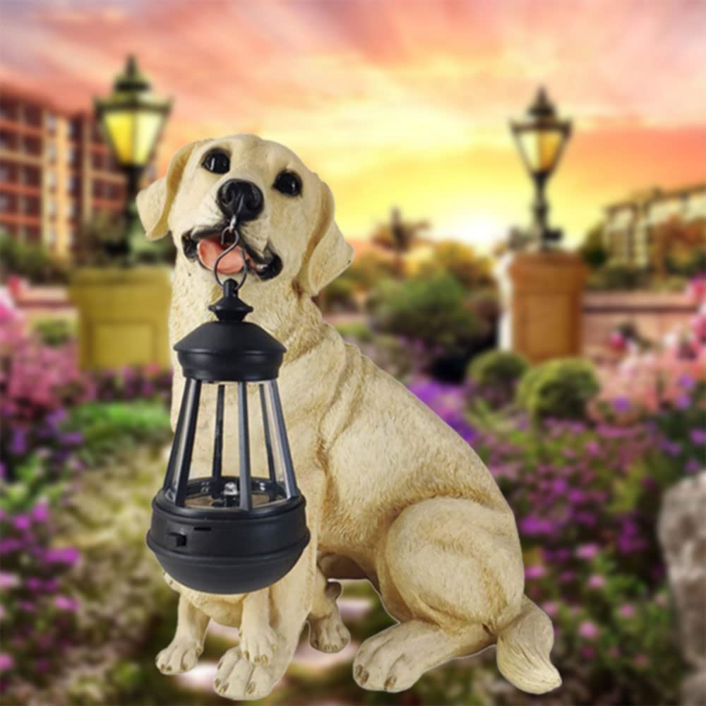 UEIDIHI Solar-Powered Resin Dog Statue Light - Outdoor/Indoor LED Garden Decor for Home, Yard & Patio - Cute Animal Sculpture for Nighttime Ambiance & Landscape Lighting