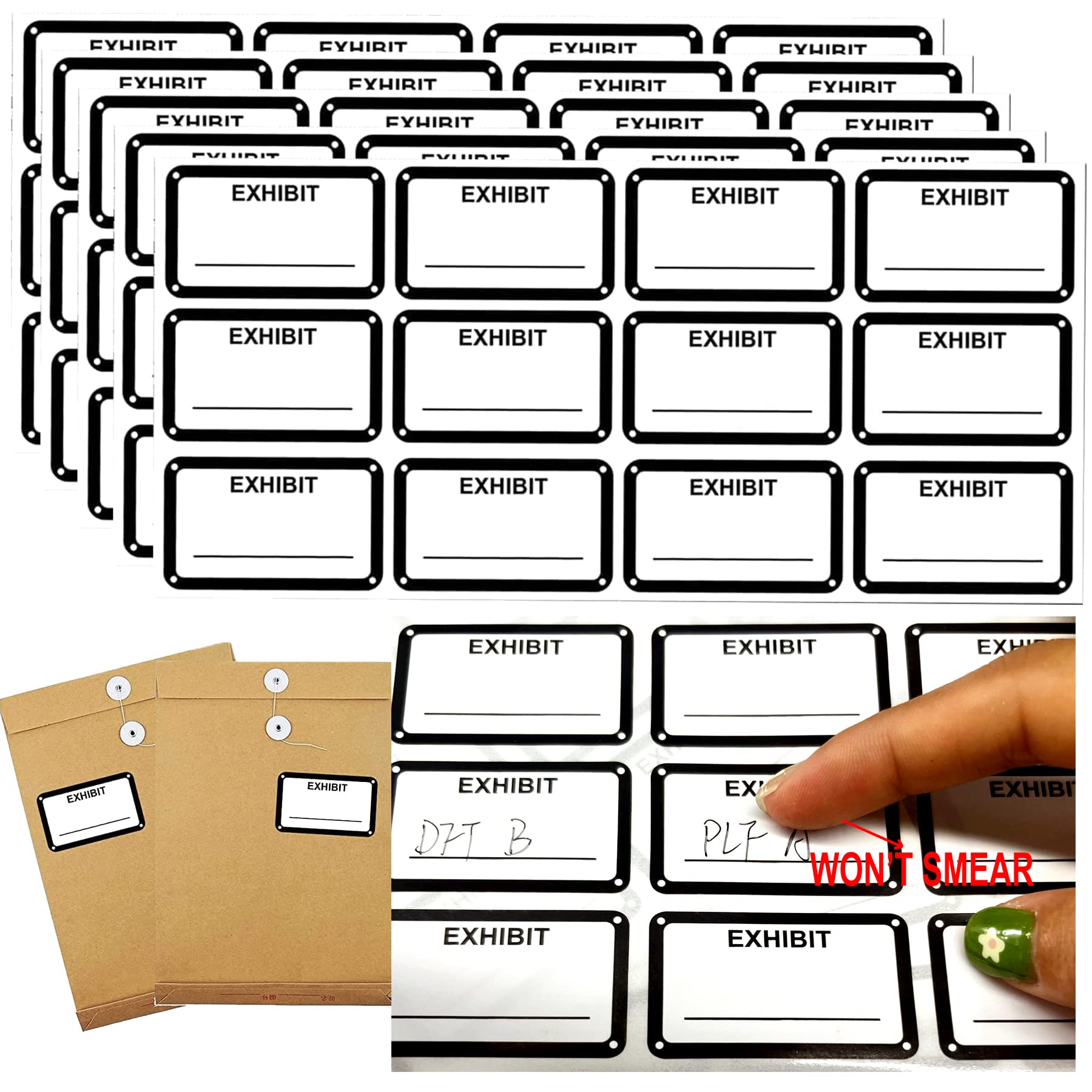 White Legal Exhibit Stickers 1.65 x 1 Inch - Blank File Folder Label Tabs, Color-Coded Trial Exhibit Stickers (300Pcs) for Court Documents, Petitioner Offices & Legal Files - Perfect for Organizing Evidence, Case Files and Courtroom Presentations
