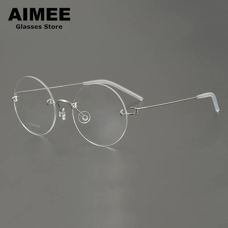 Unisex Rimless Round Screwless Titanium Eyeglasses Frame 1356 - Lightweight & Durable for Reading, Computer Work & Everyday Wear