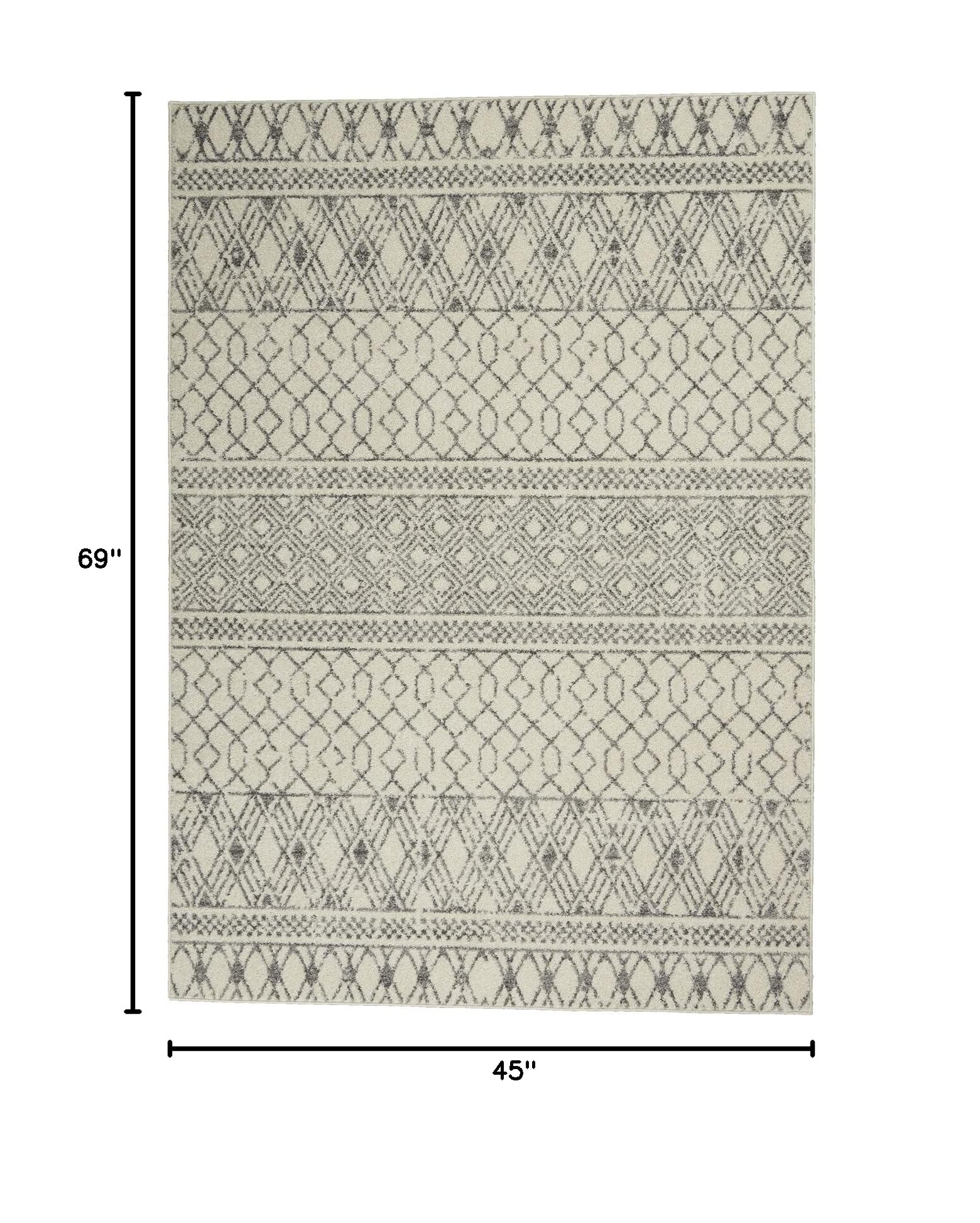 Nourison Passion Geometric Ivory/Grey 3'9