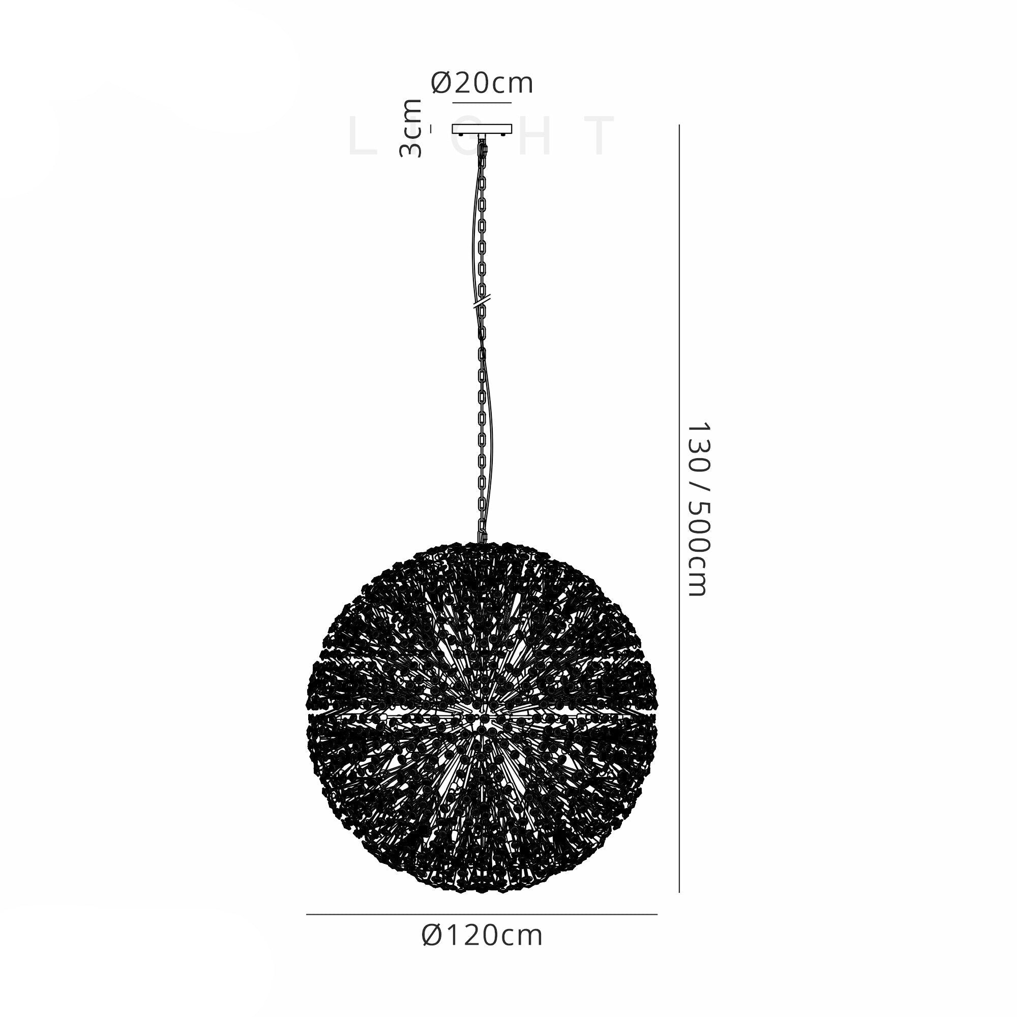 Bellagio Pendant Sphere Ceiling Light Fixture - Modern Crystal Glass Chandelier for Dining Room, Living Room & Bedroom Lighting