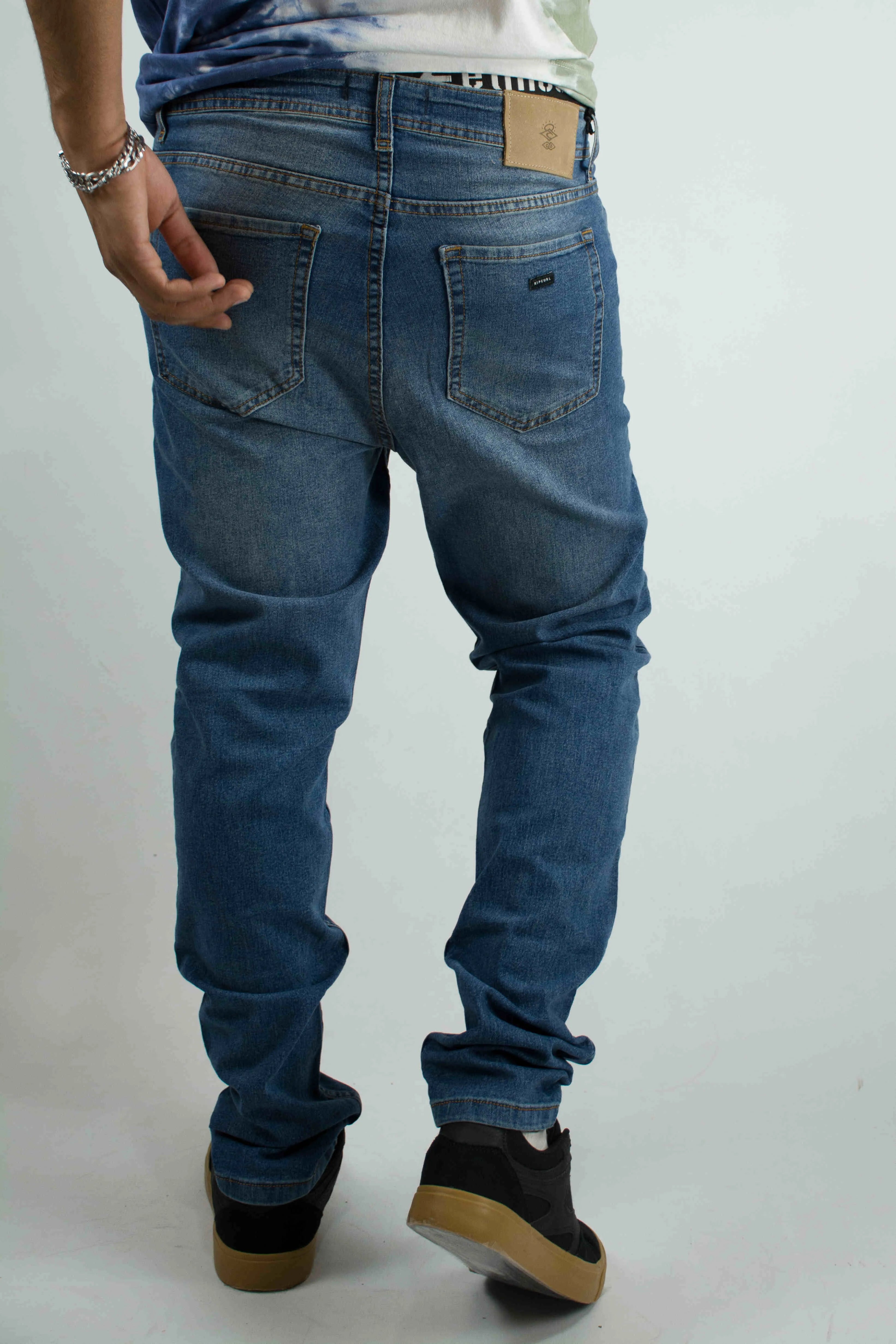 Rip Curl RC Slim Fit Mid Blue Jeans for Men - Stylish and Comfortable Denim Pants for Casual Wear, Outdoor Adventures & Everyday Fashion